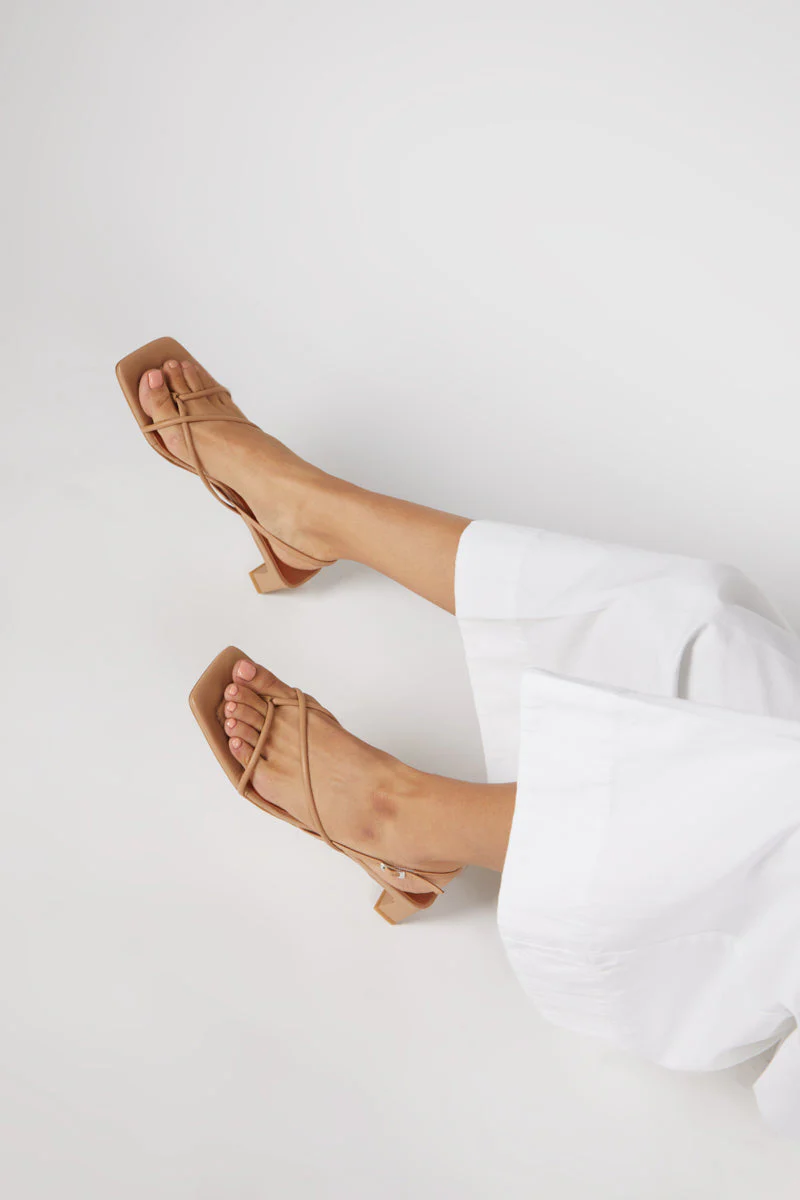 "INTENTIONALLY __________." Fifi Heeled Sandal - Black/Camel/Ice/Neon Citrus - Image 4
