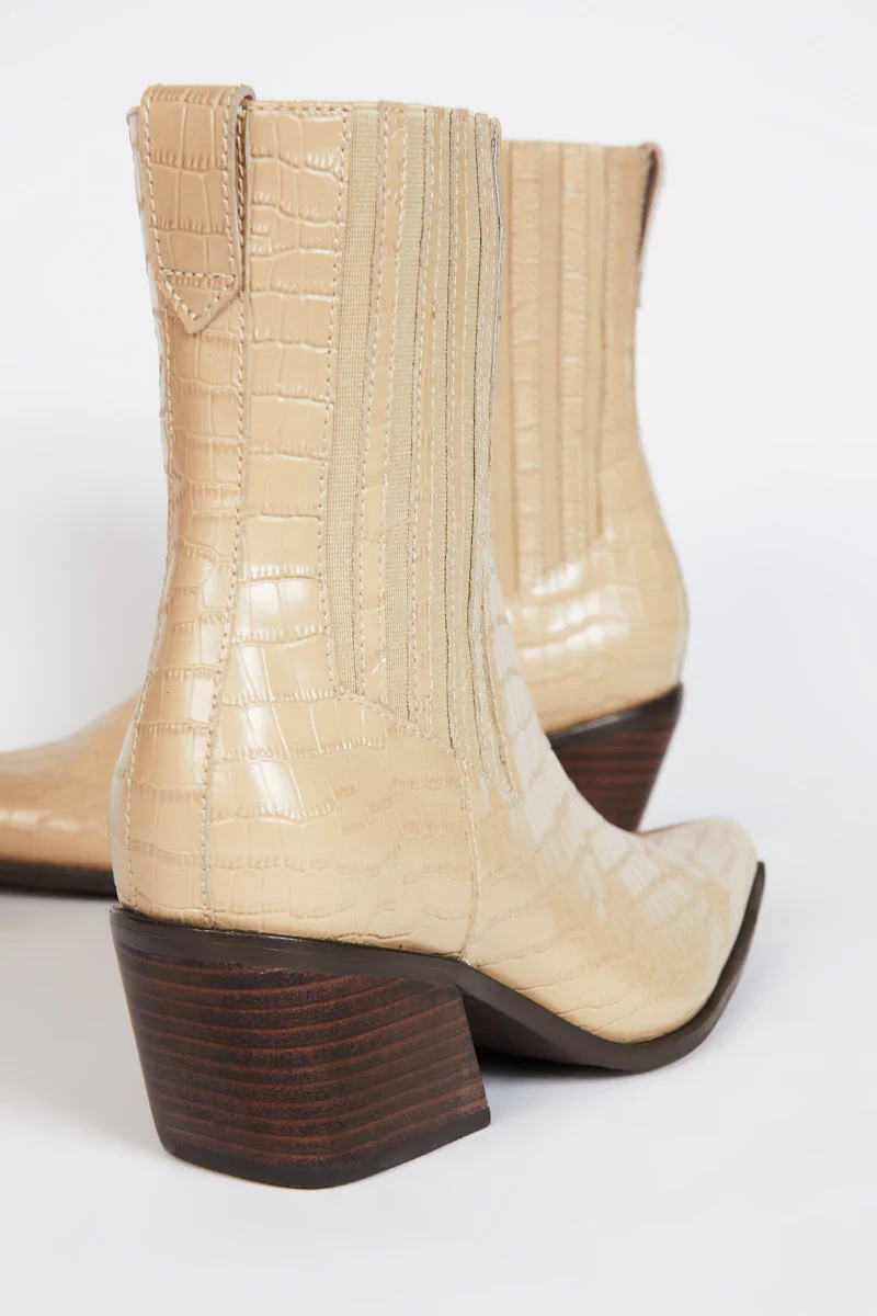 "INTENTIONALLY __________." Hillary Croc Heeled Boot - Apple/Ojai - Image 11