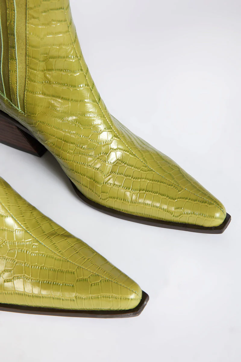 "INTENTIONALLY __________." Hillary Croc Heeled Boot - Apple/Ojai - Image 16