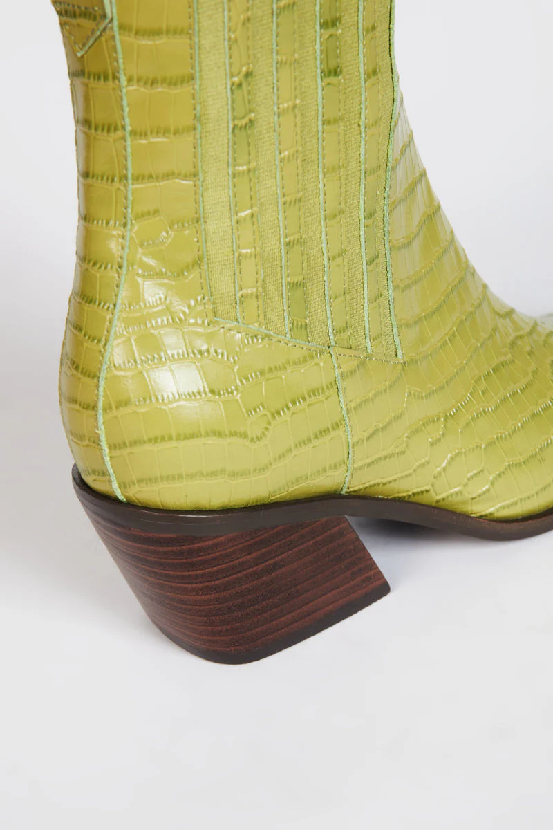 "INTENTIONALLY __________." Hillary Croc Heeled Boot - Apple/Ojai - Image 17