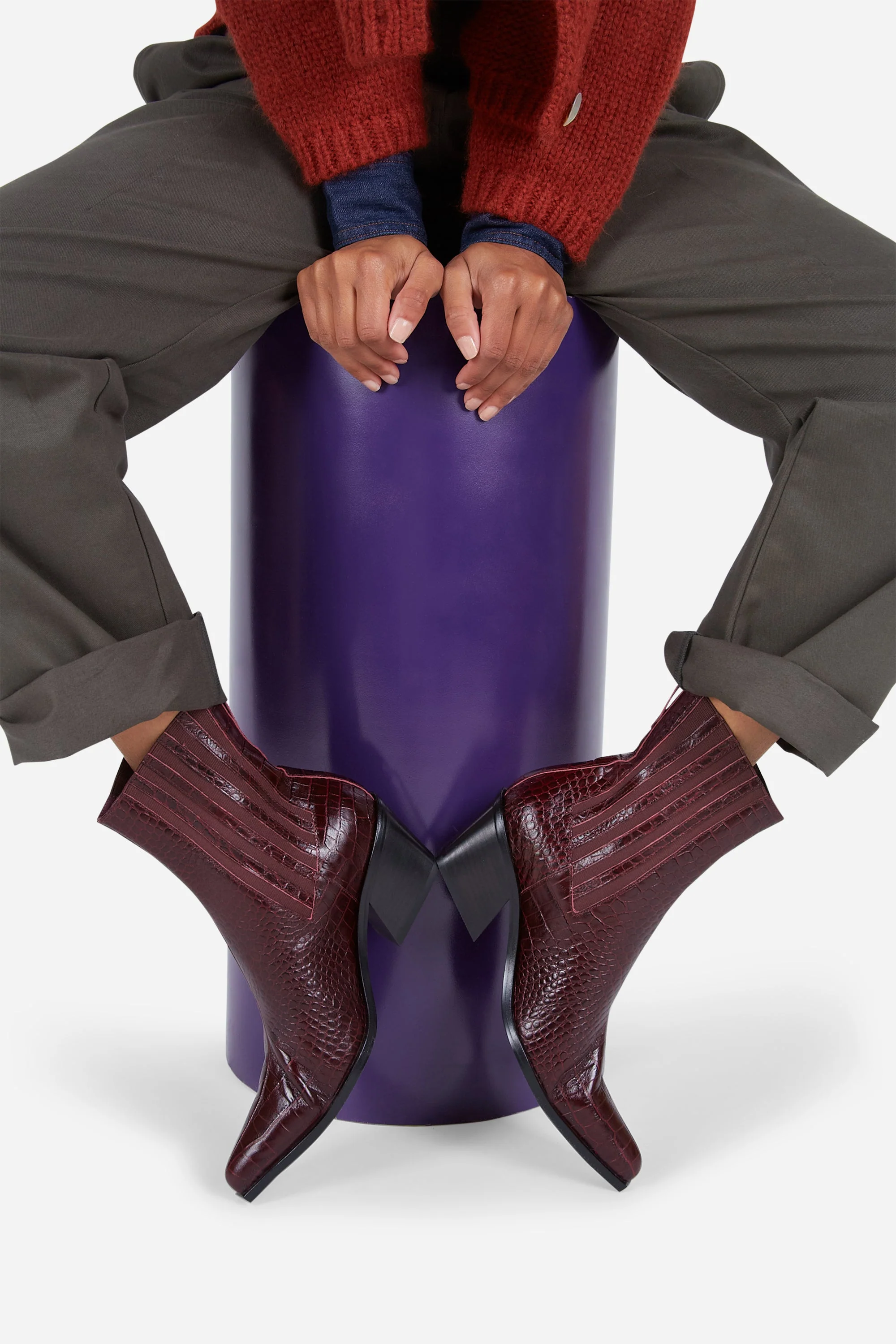 "INTENTIONALLY __________." Hillary Croc Heeled Boot - Apple/Ojai - Image 2