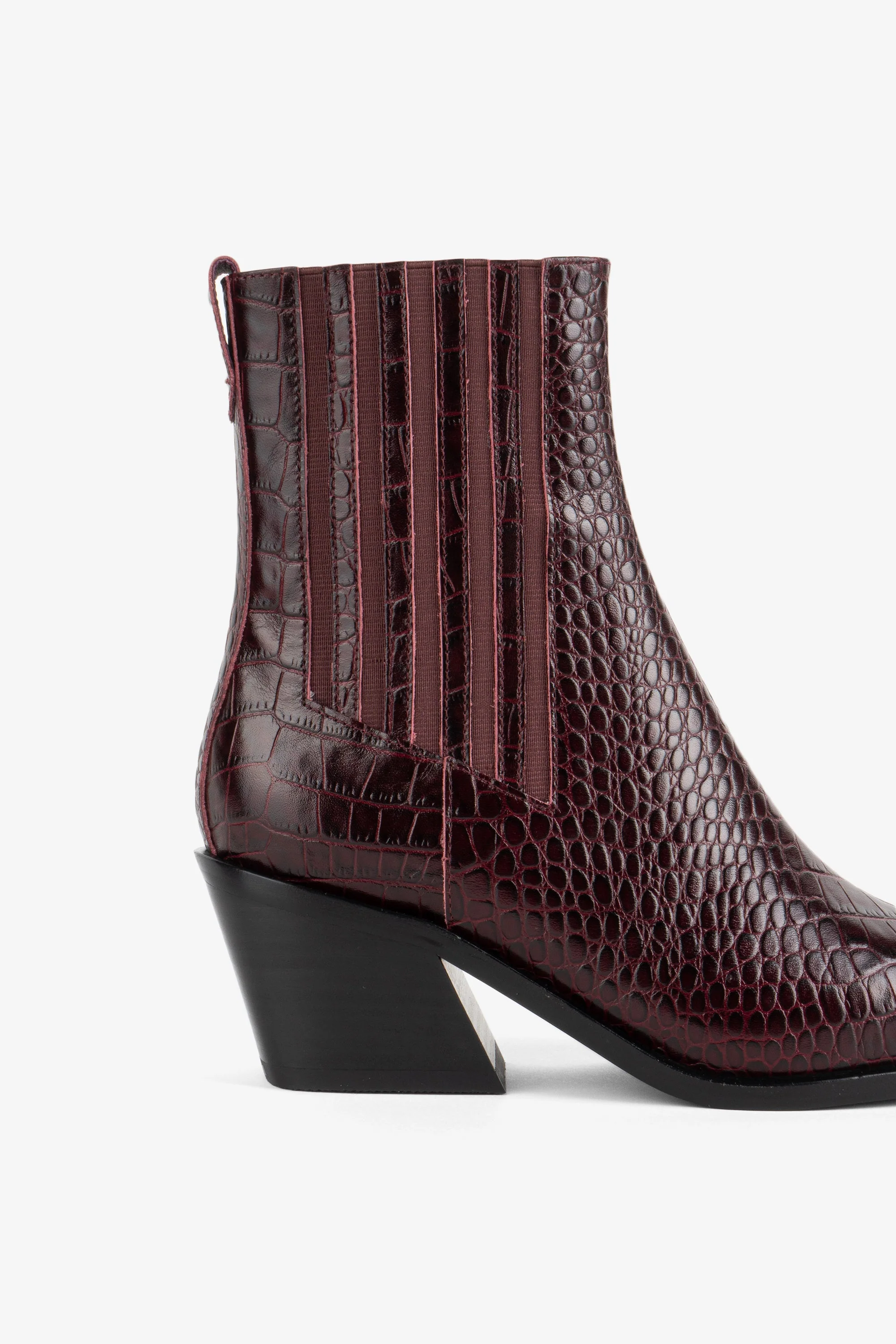 "INTENTIONALLY __________." Hillary Croc Heeled Boot - Apple/Ojai - Image 5