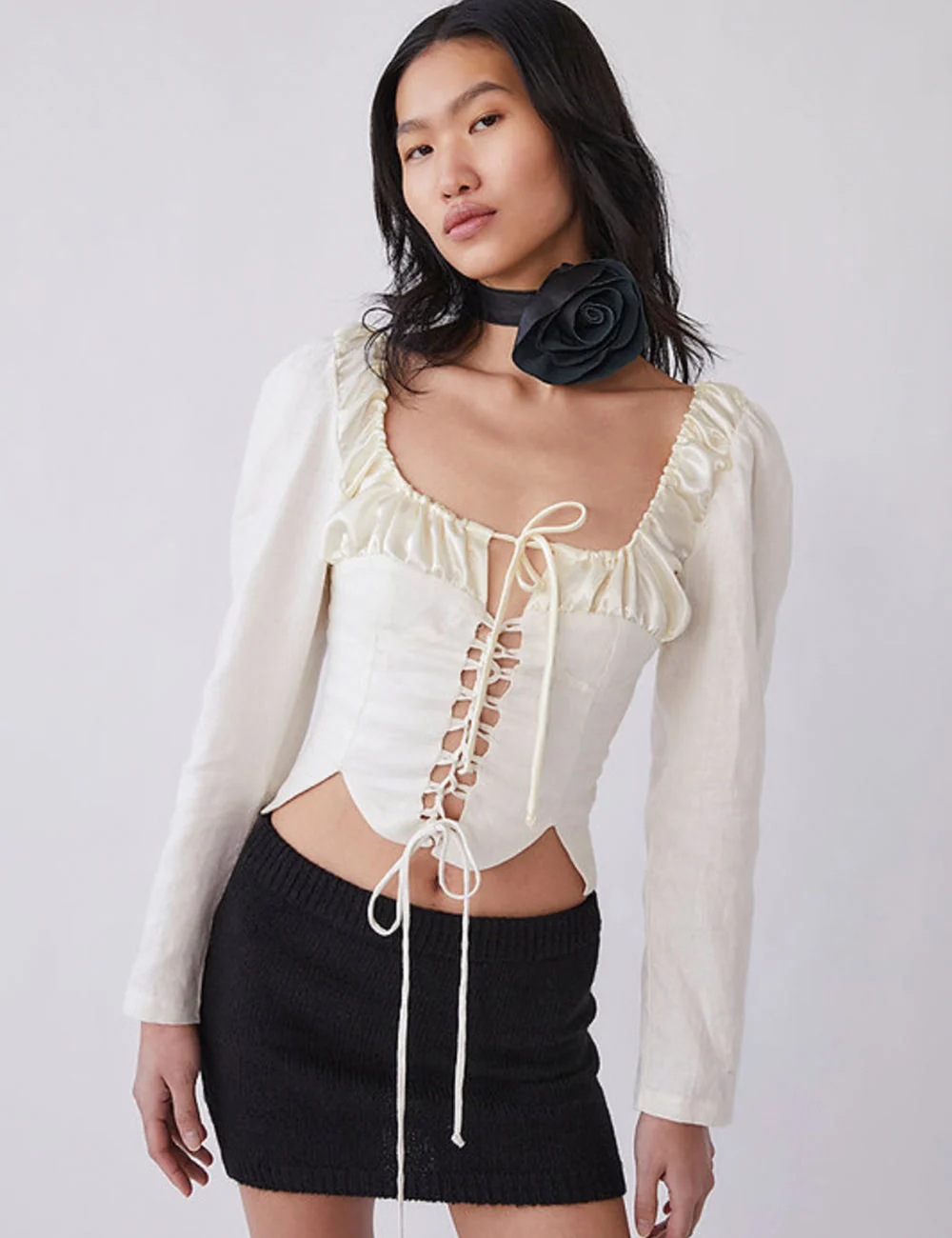 Tach Clothing Salvia Lace Up Corset Blouse - Ivory - Image 3