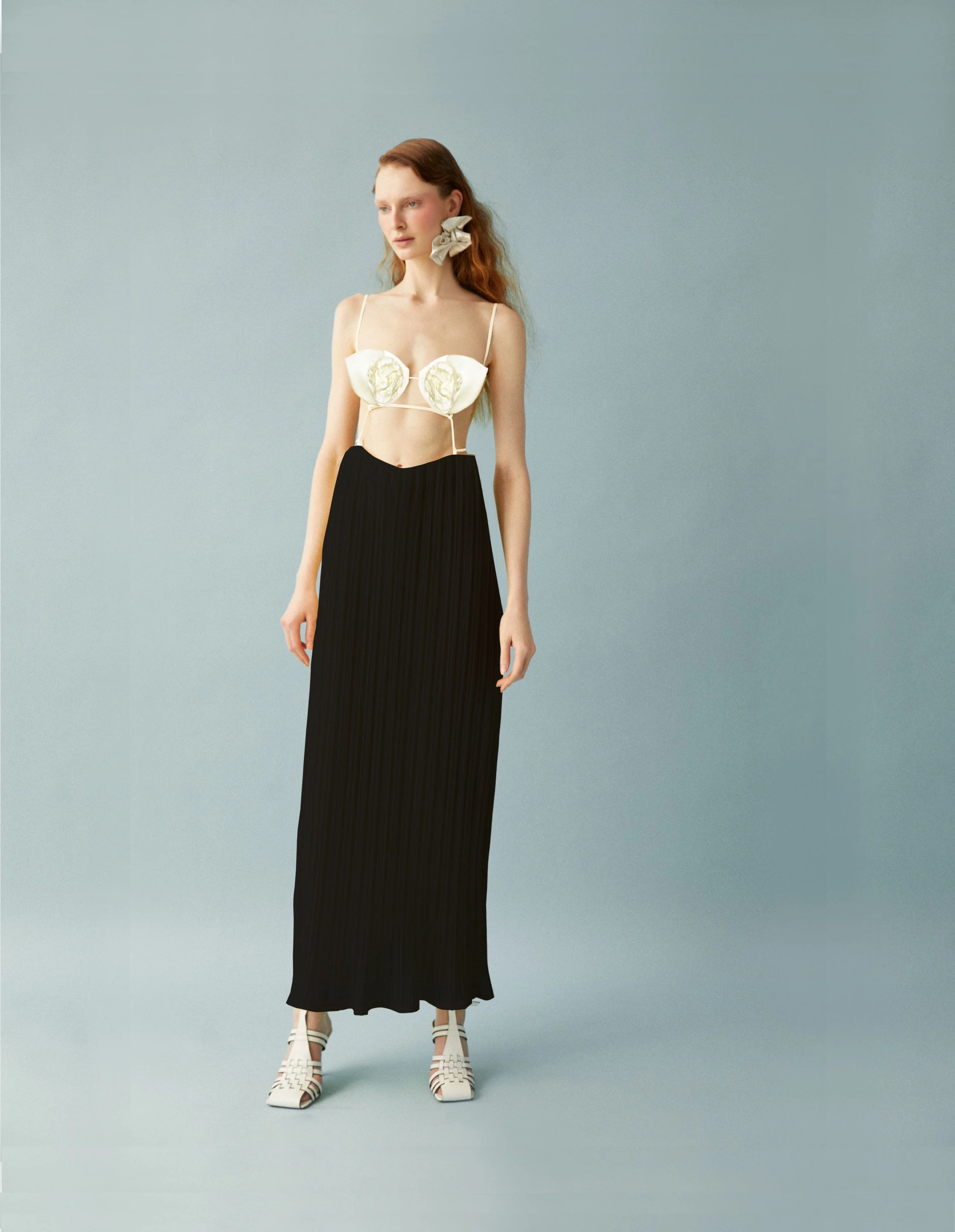 Luisa et La Luna Fleur Cut Out Dress - Blanc/Black - Image 2
