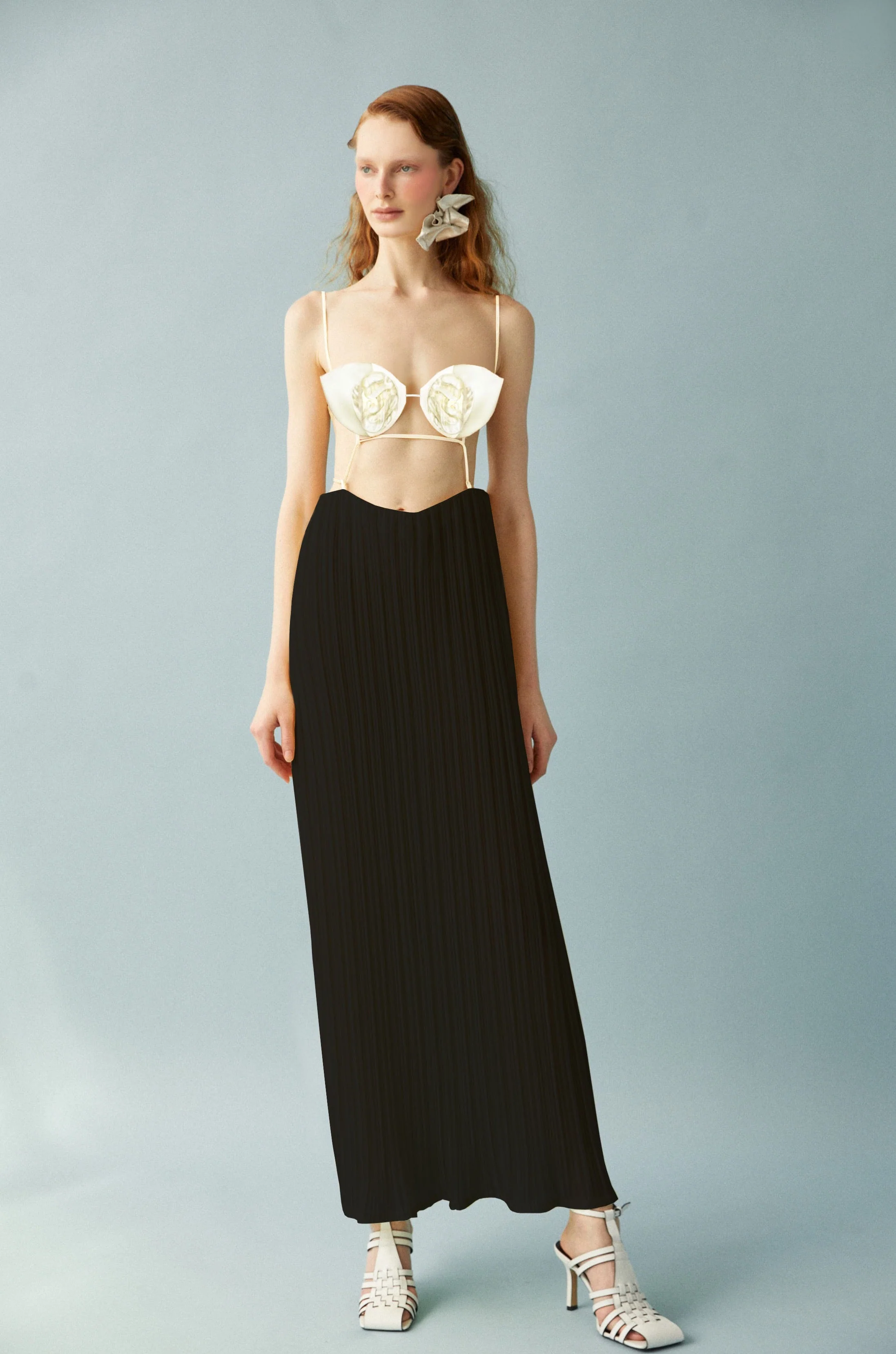 Luisa et La Luna Fleur Cut Out Dress - Blanc/Black - Image 3