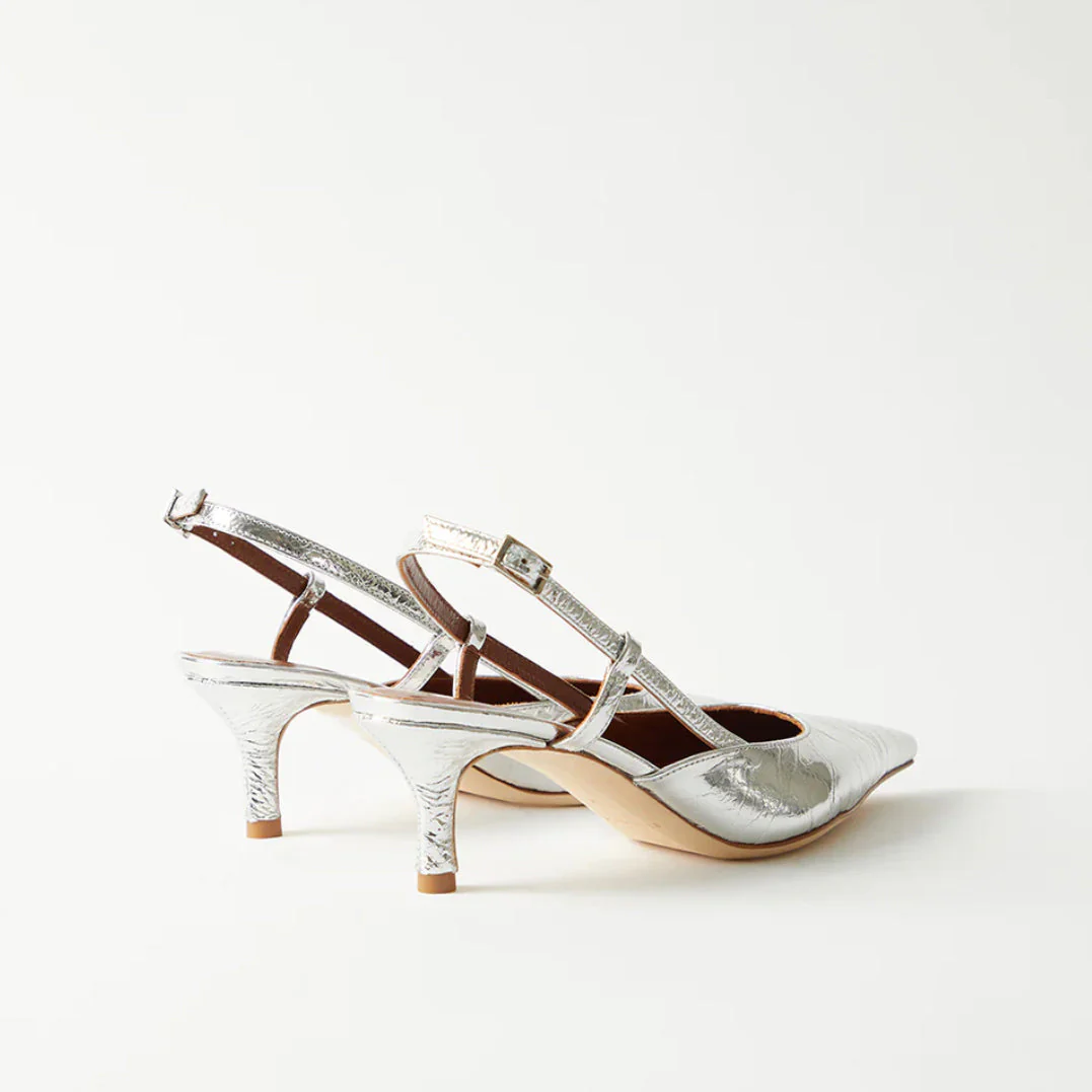 Rejina Pyo Lou Kitten Heels - Leather Silver - Image 2