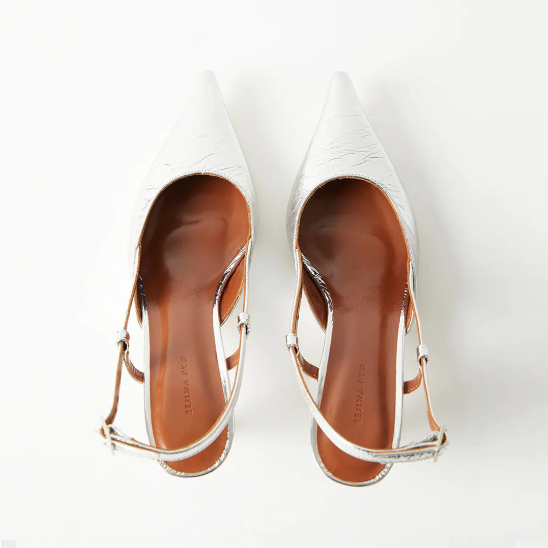 Rejina Pyo Lou Kitten Heels - Leather Silver - Image 3