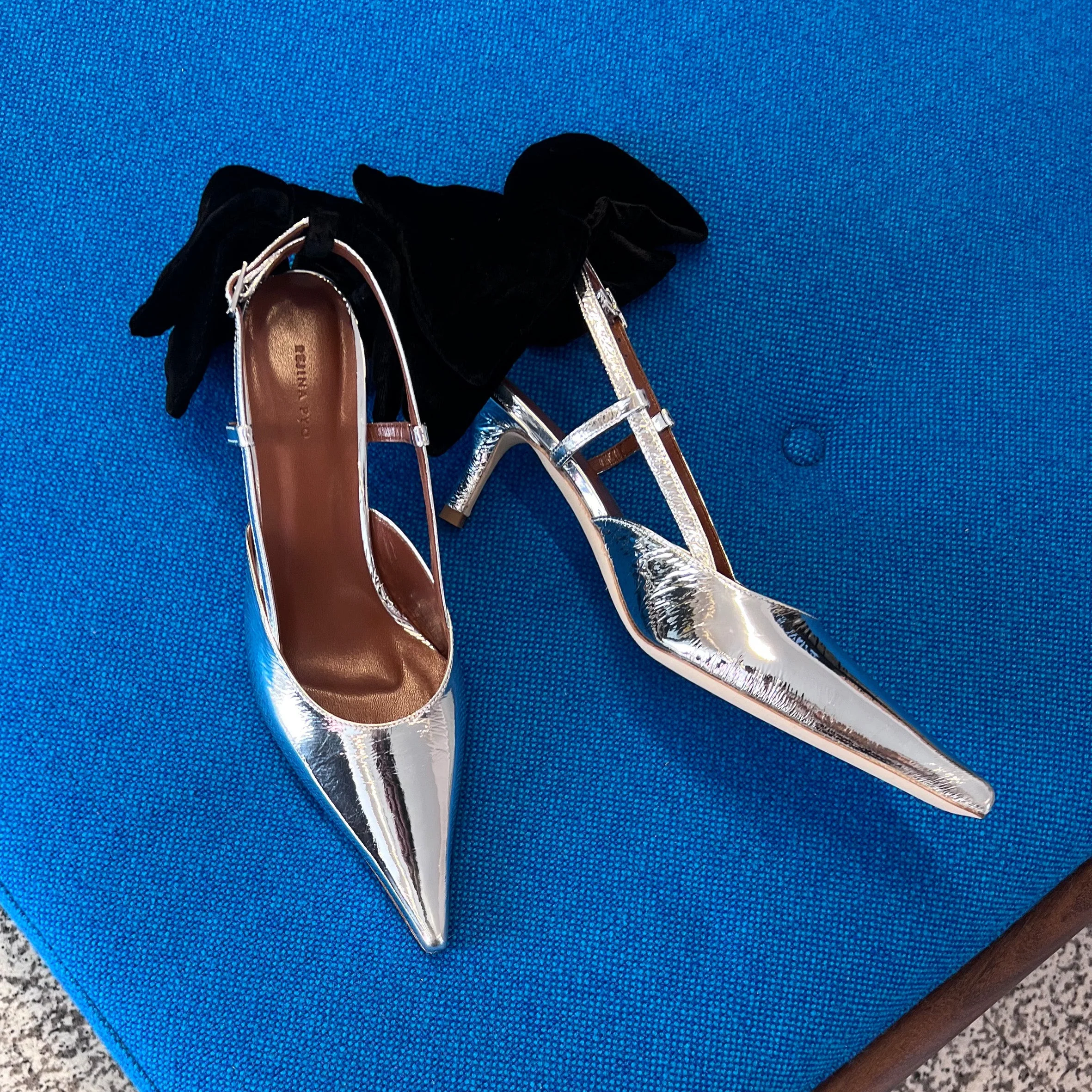 Rejina Pyo Lou Kitten Heels - Leather Silver - Image 4