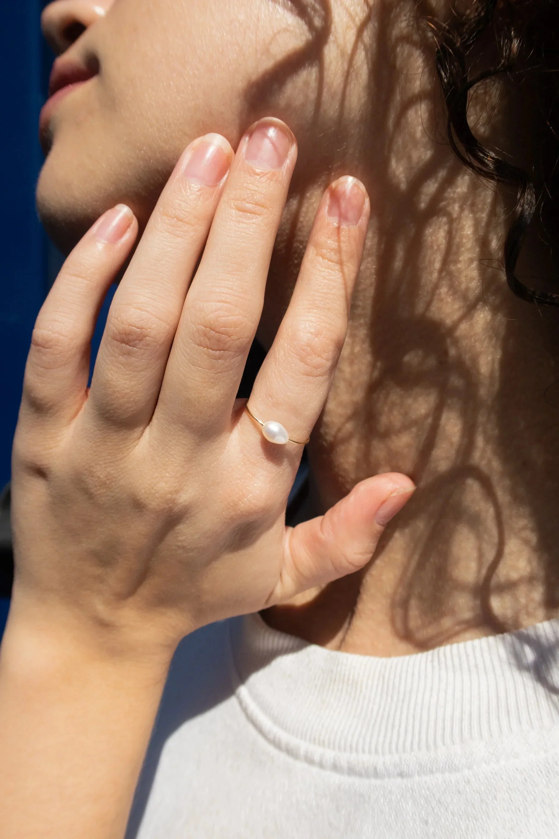 seree Eden Freshwater pearl skinny gold ring - 14k Gold Vermeil - Image 4