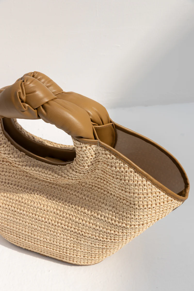 Hereu Castell Raffia Tote Bag - Natural/Bark - Image 2