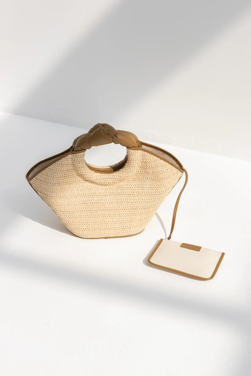 Hereu Castell Raffia Tote Bag - Natural/Bark - Image 3