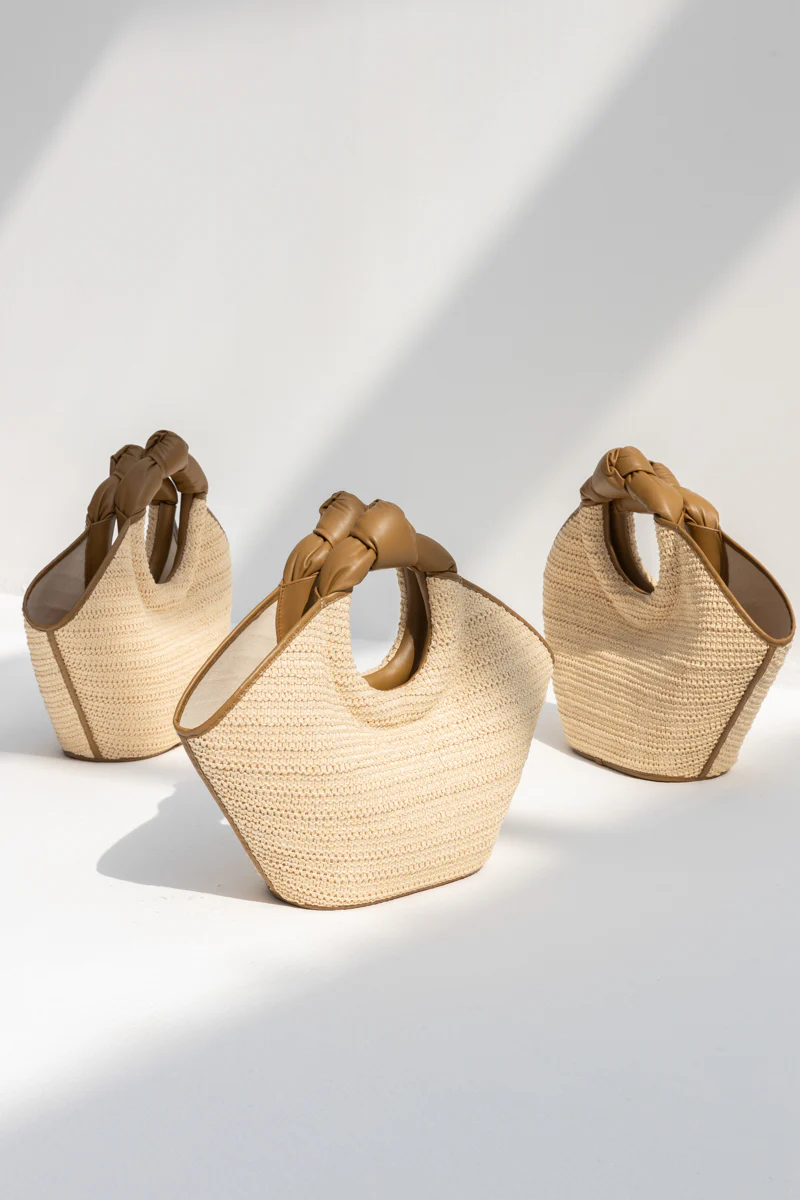Hereu Castell Raffia Tote Bag - Natural/Bark - Image 4