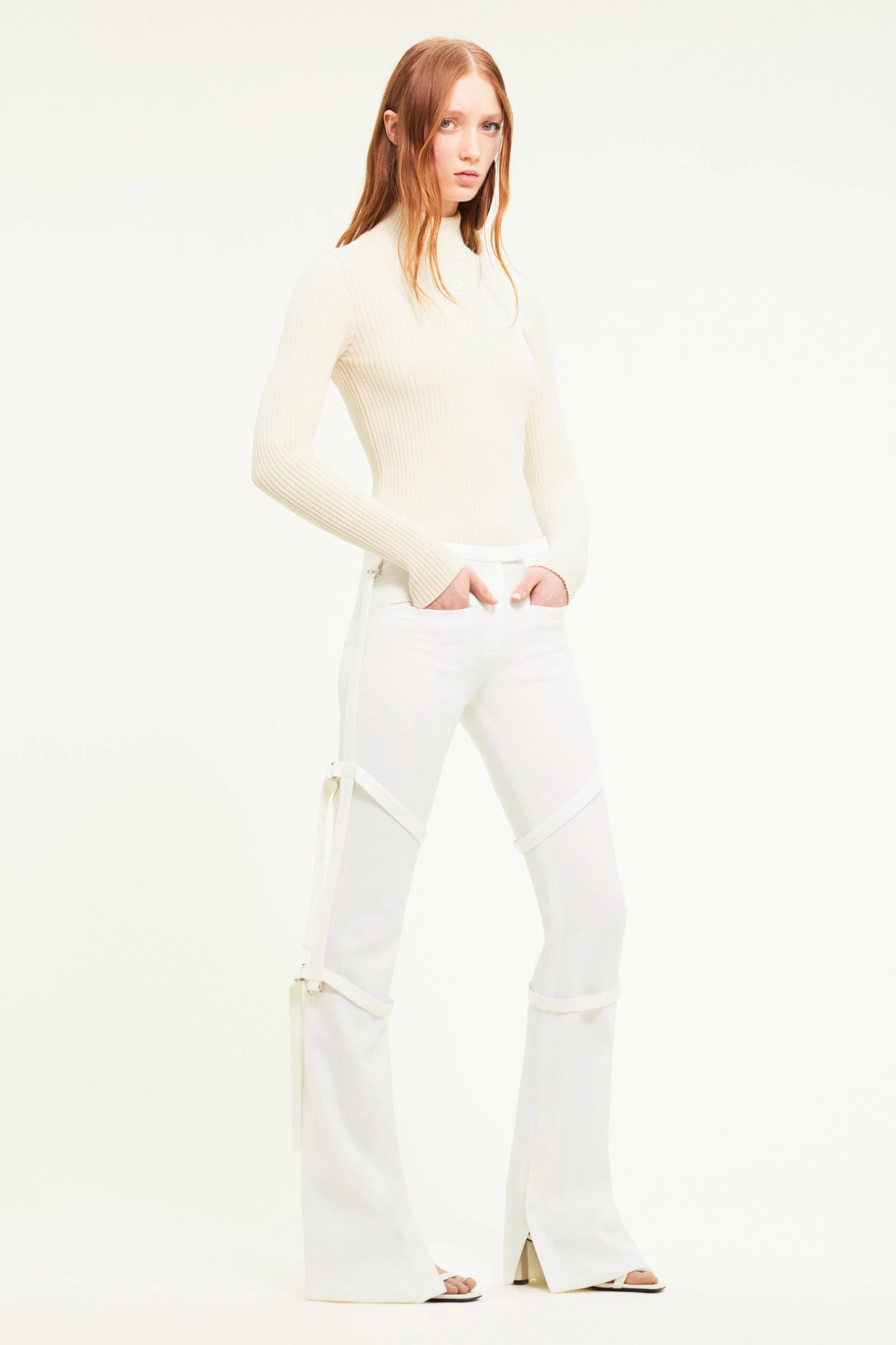 COURREGES Mockneck Rib Knit Sweater - Image 2
