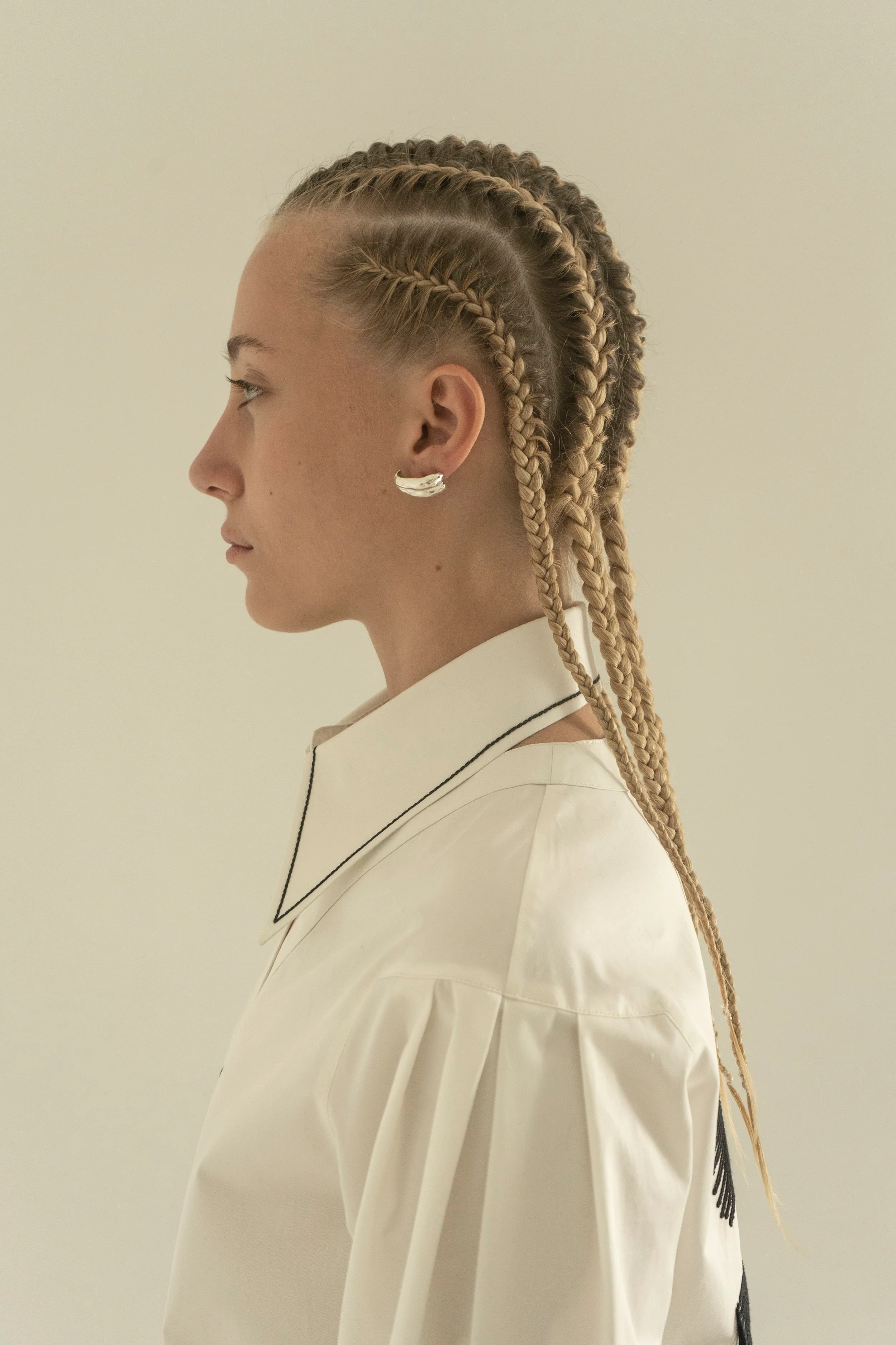 K M by L A N G E Peace Handmade Embroidery Shirt - White - Image 13