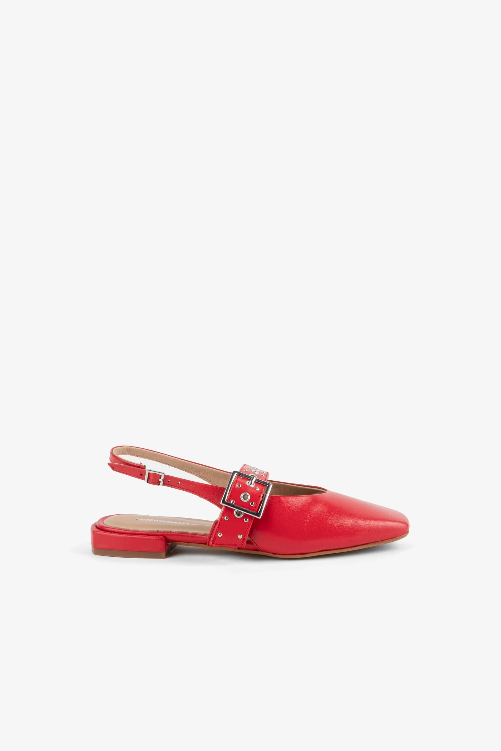 "INTENTIONALLY __________." PEARL SLINGBACK NATURAL SOLE BALLET FLAT - Red/Cream - Image 19