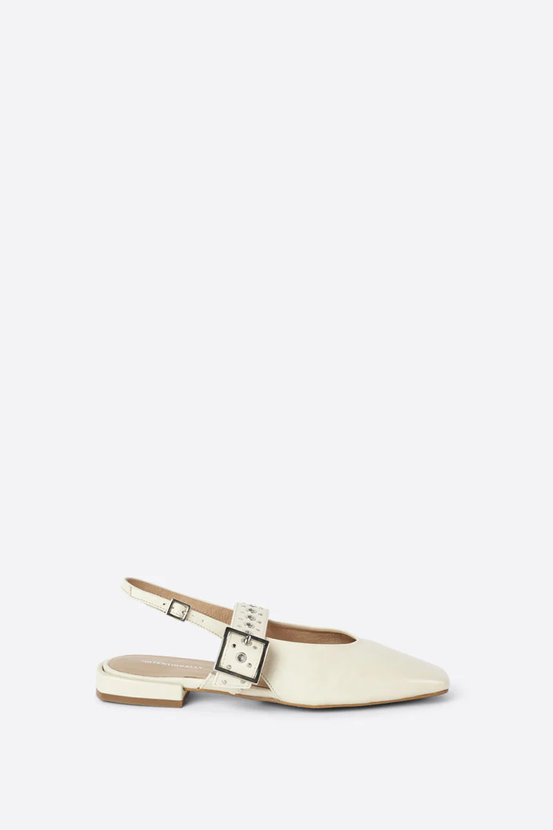 "INTENTIONALLY __________." PEARL SLINGBACK NATURAL SOLE BALLET FLAT - Red/Cream - Image 6
