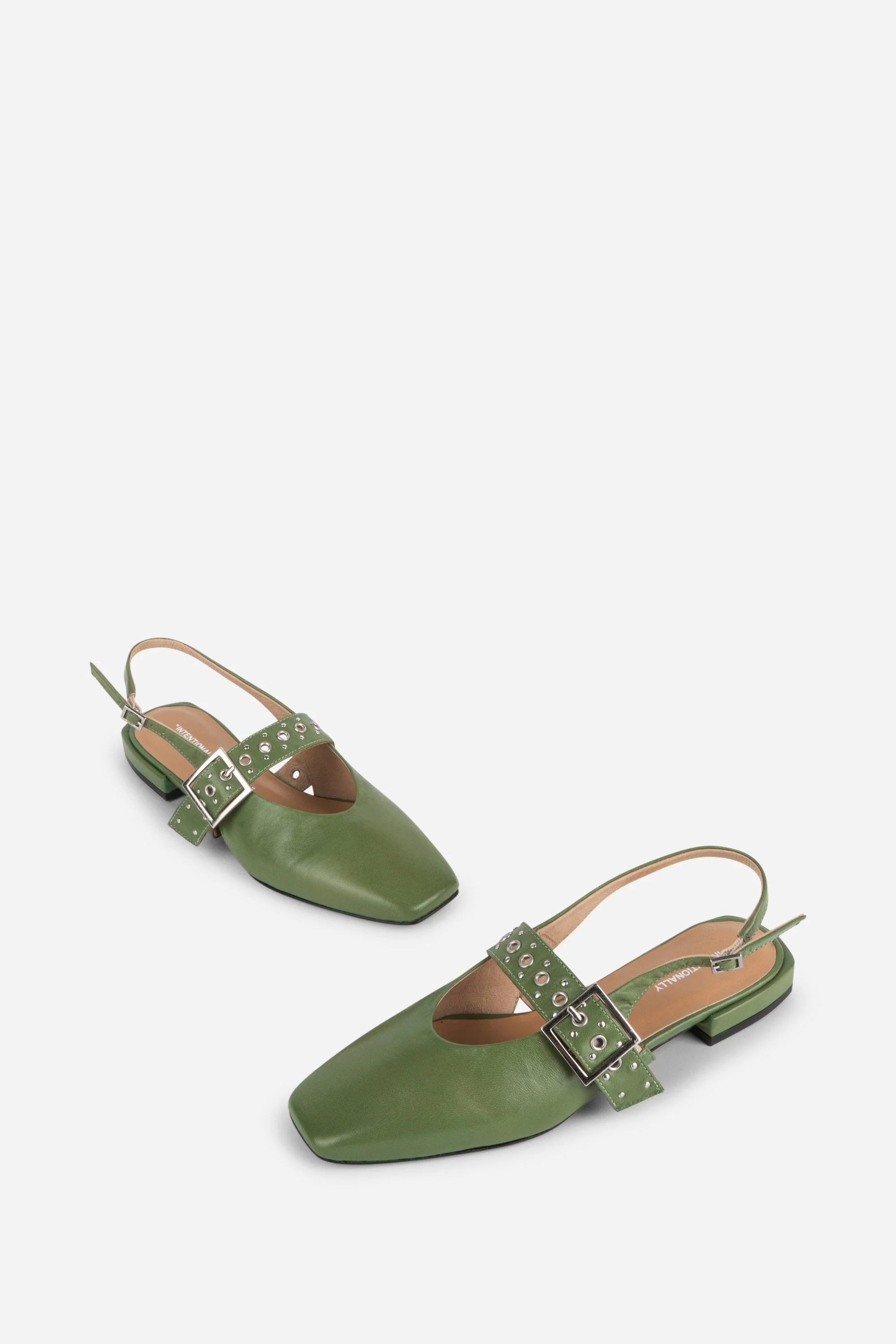 "INTENTIONALLY __________." PEARL SLINGBACK NATURAL SOLE BALLET FLAT - Red/Cream - Image 9