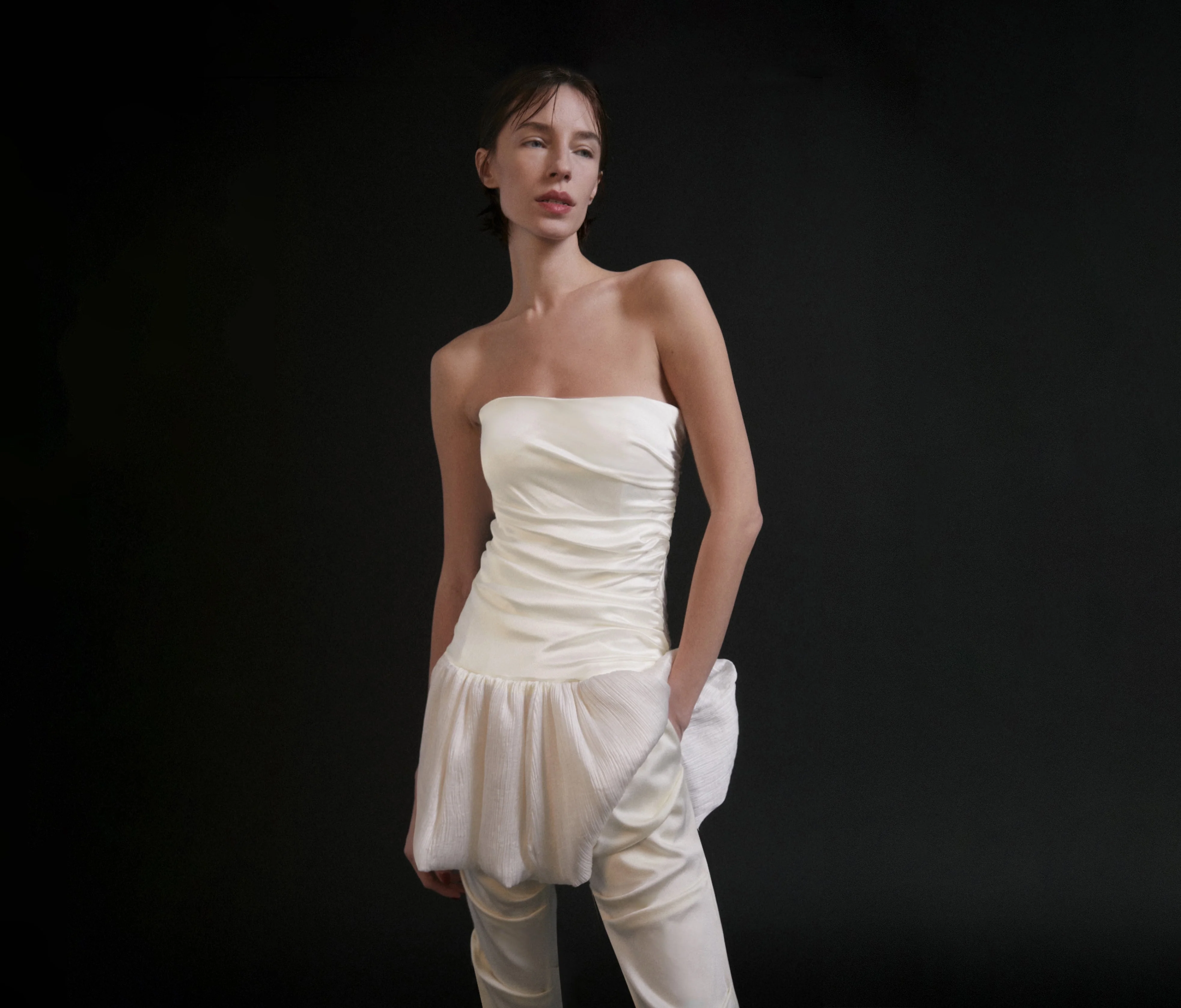 Luisa et La Luna Satine Strapless Top - Blanc - Image 4