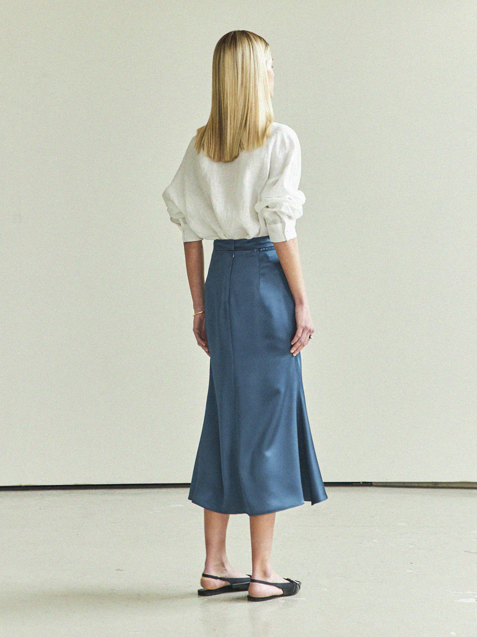 Maison De Ines Mermaid Silky Long Skirt - Blue Green - Image 2