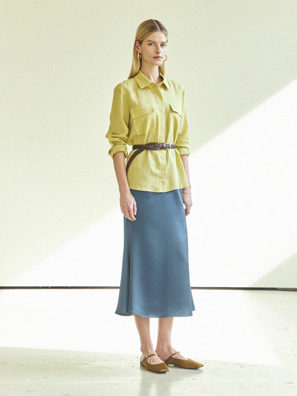 Maison De Ines Mermaid Silky Long Skirt - Blue Green - Image 6