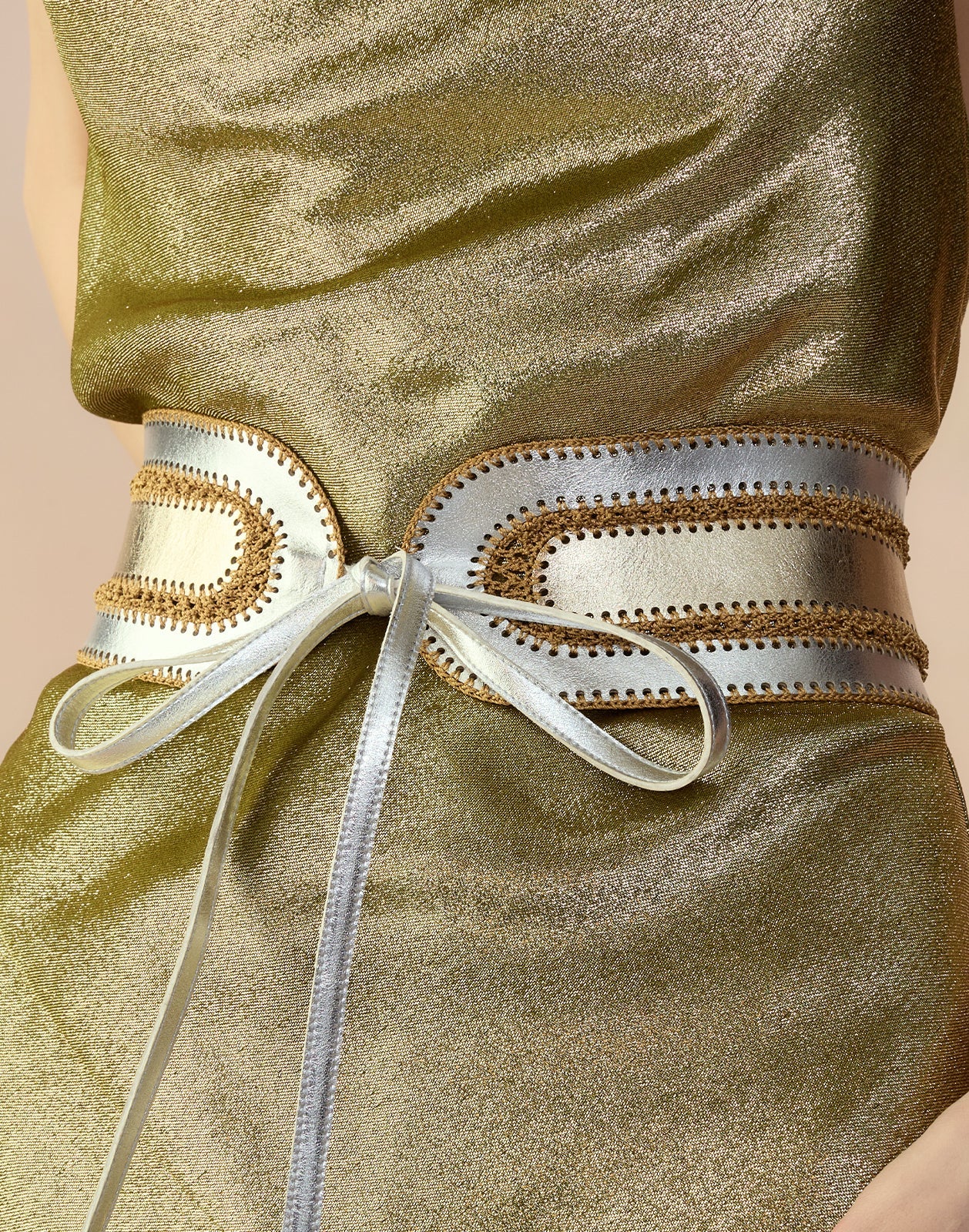 Cynthia Rowley Metallic Vegan Leather Belt - Silver/Gold - Image 4