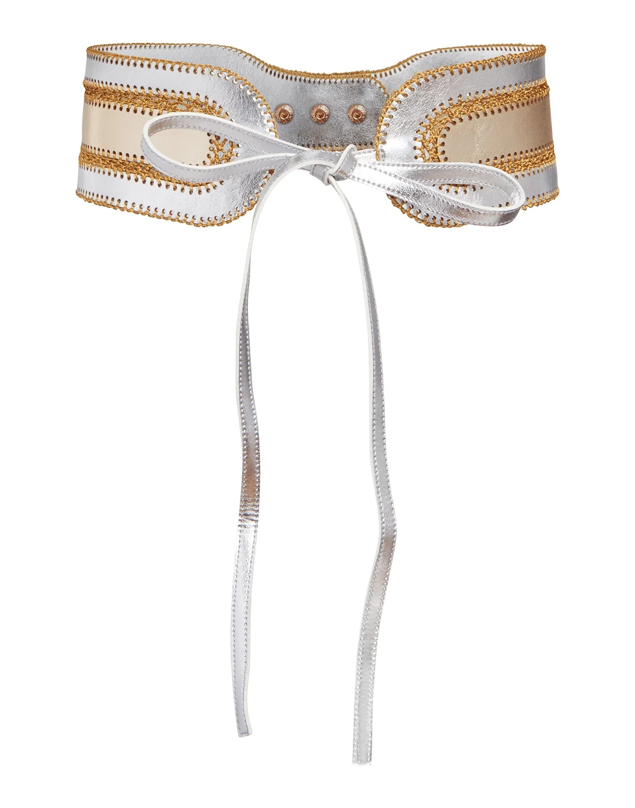 Cynthia Rowley Metallic Vegan Leather Belt - Silver/Gold - Image 5