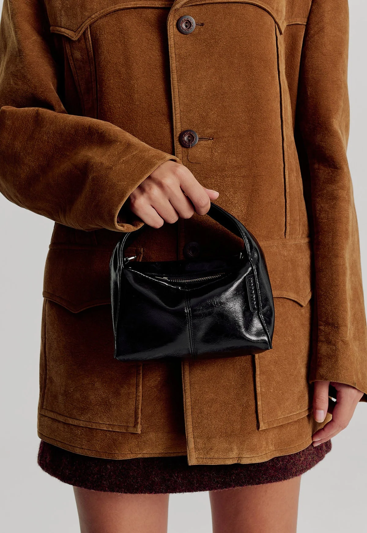 BRIE LEON Luca Shoulder Mini Bag - Black Glossy - Image 2