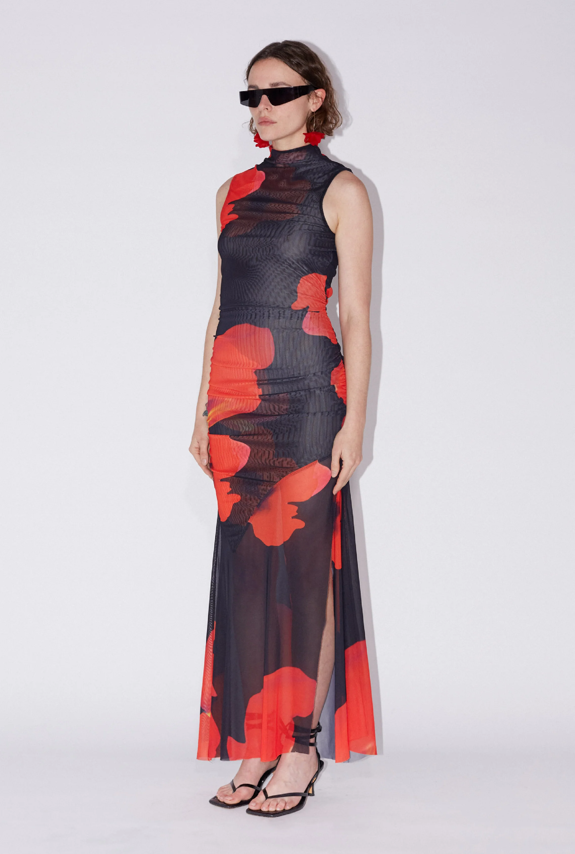 SAEMDI Floral Printed Mesh Dress - Image 2