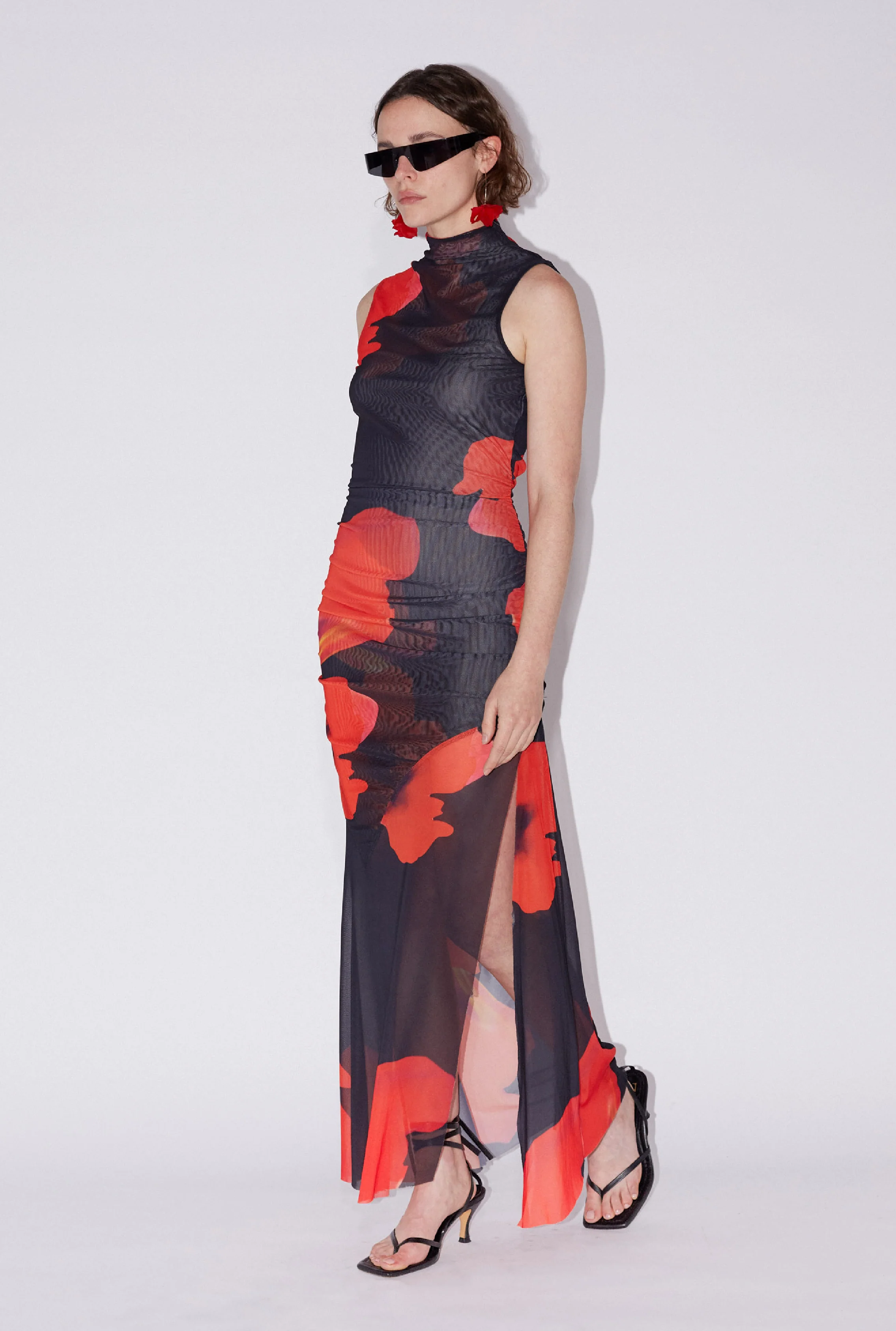SAEMDI Floral Printed Mesh Dress - Image 3