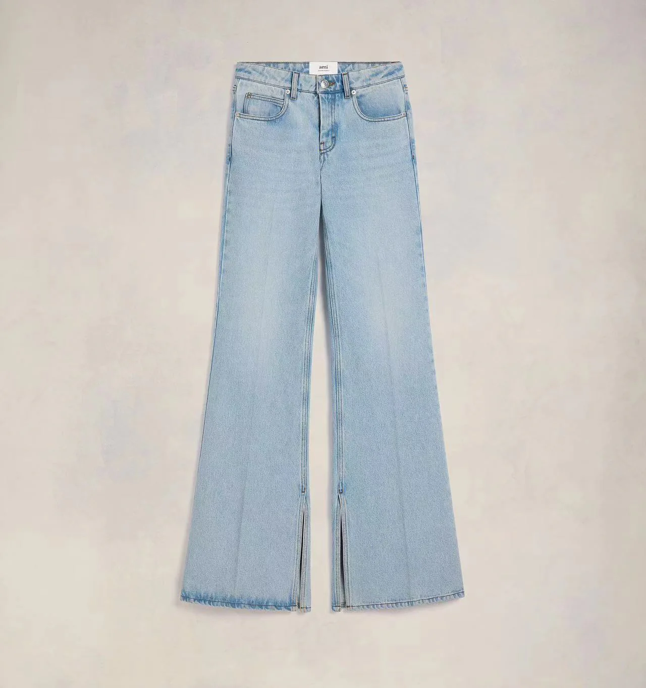 AMI Slitted Flare Fit Jeans - Bleu Javel - Image 6