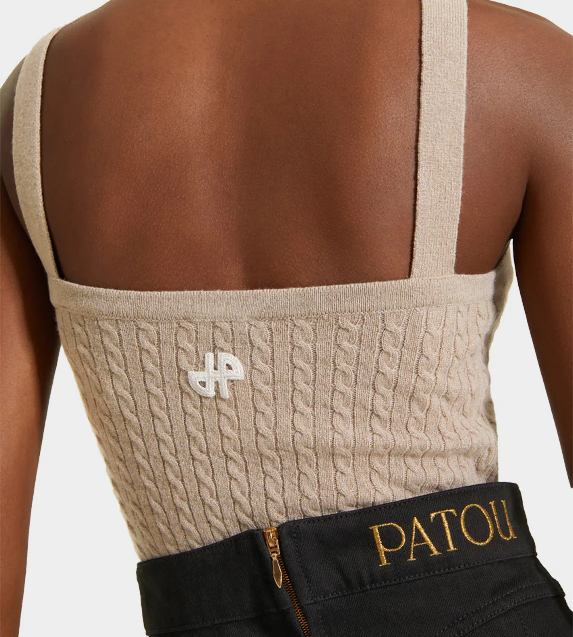 Patou Cross Front Tank Top - Parchment - Image 2