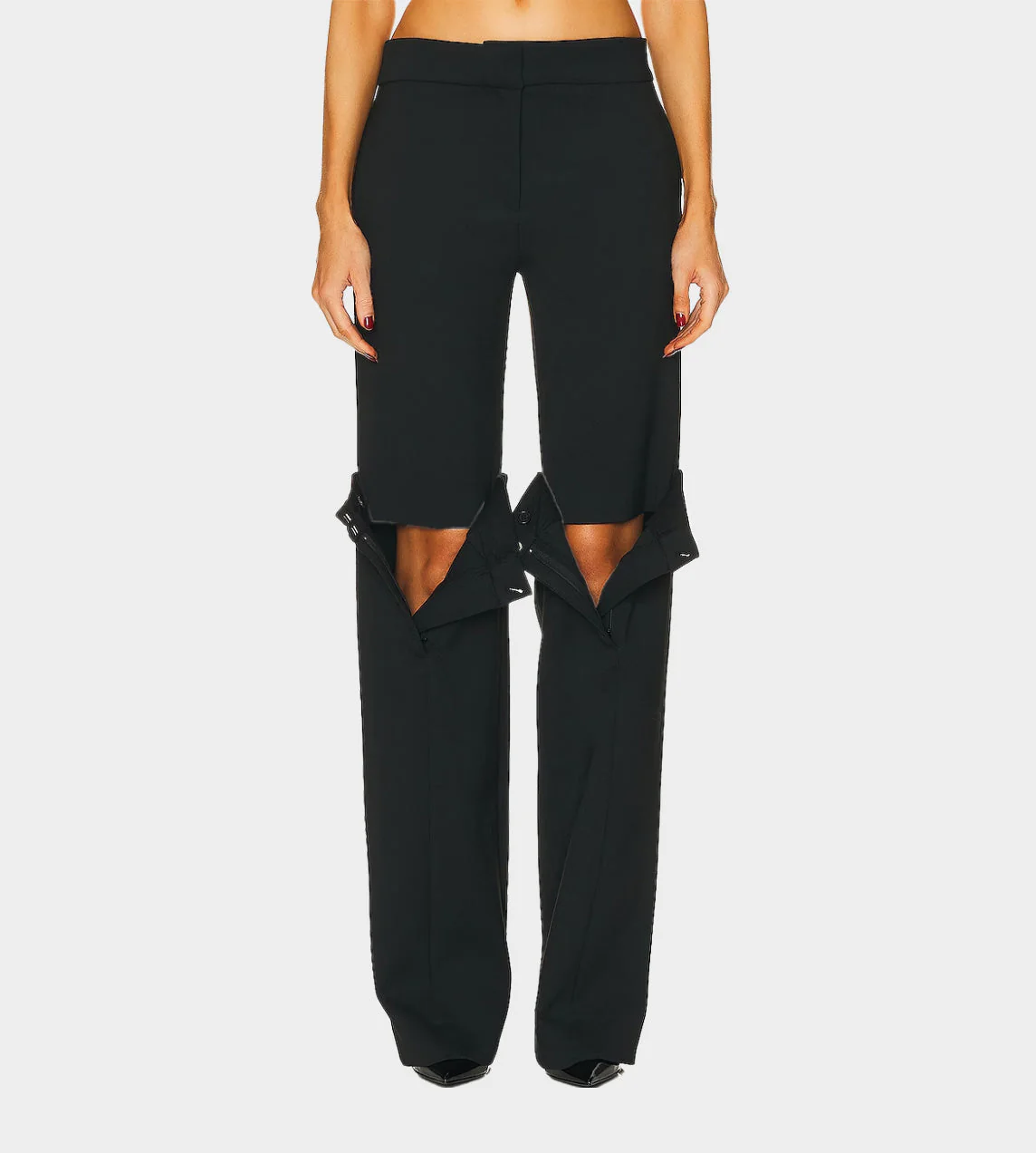 MARINE SERRE Open Knee Tailored Trousers - Black - Image 8