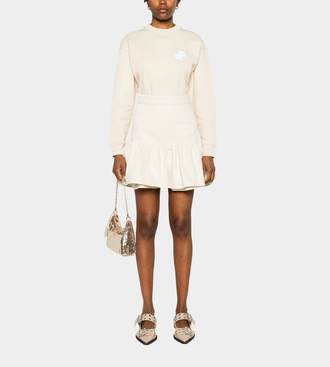 Patou Ruffle Mini Skirt - Natural - Image 2