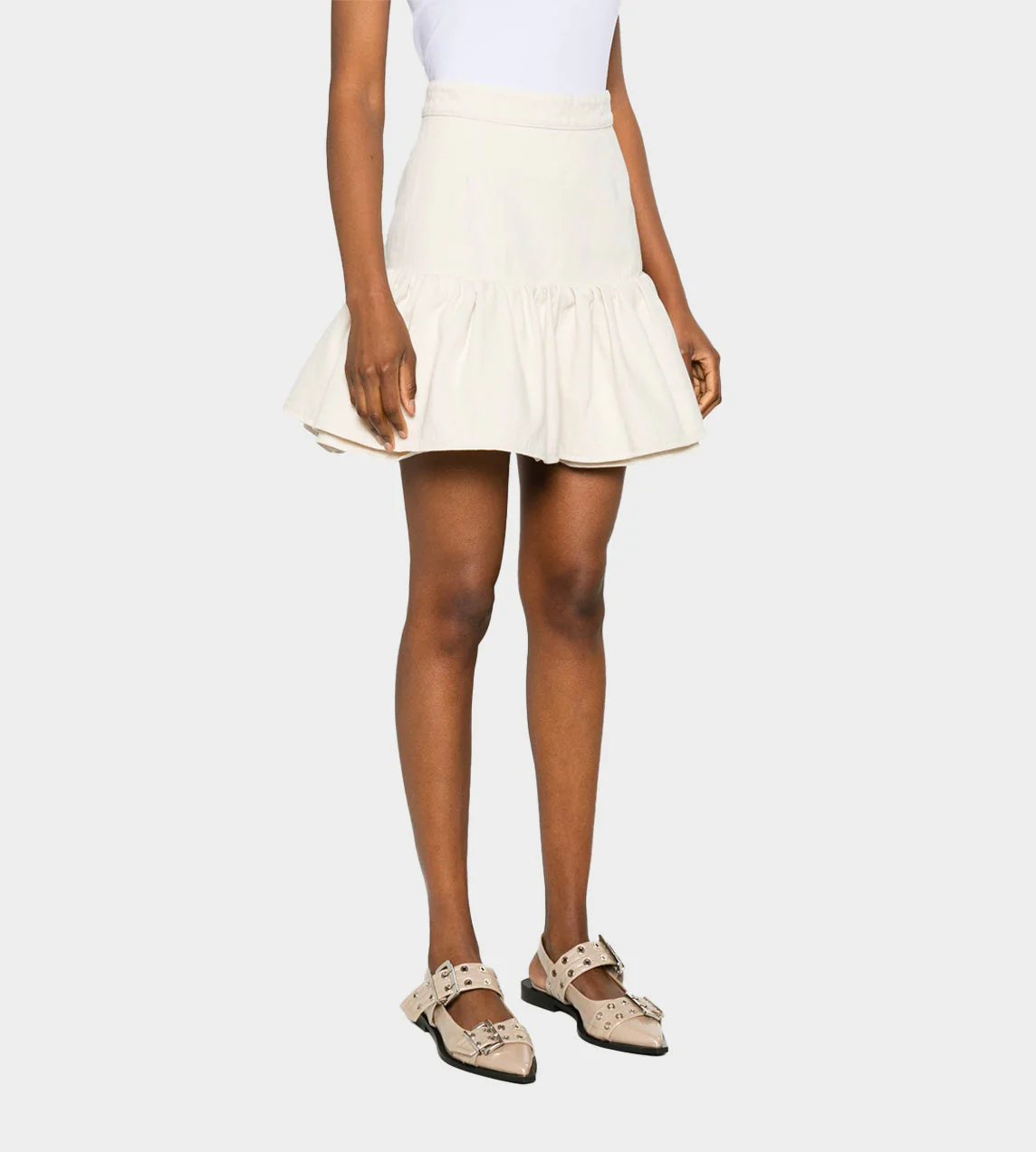 Patou Ruffle Mini Skirt - Natural - Image 3