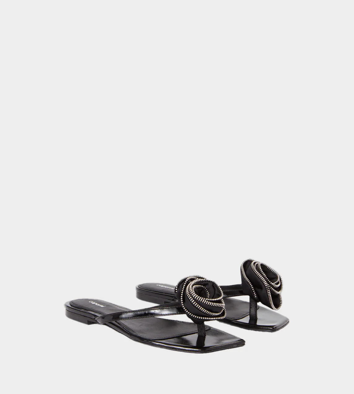 Coperni Zip Flower Slanted FlipFlop - Black - Image 2