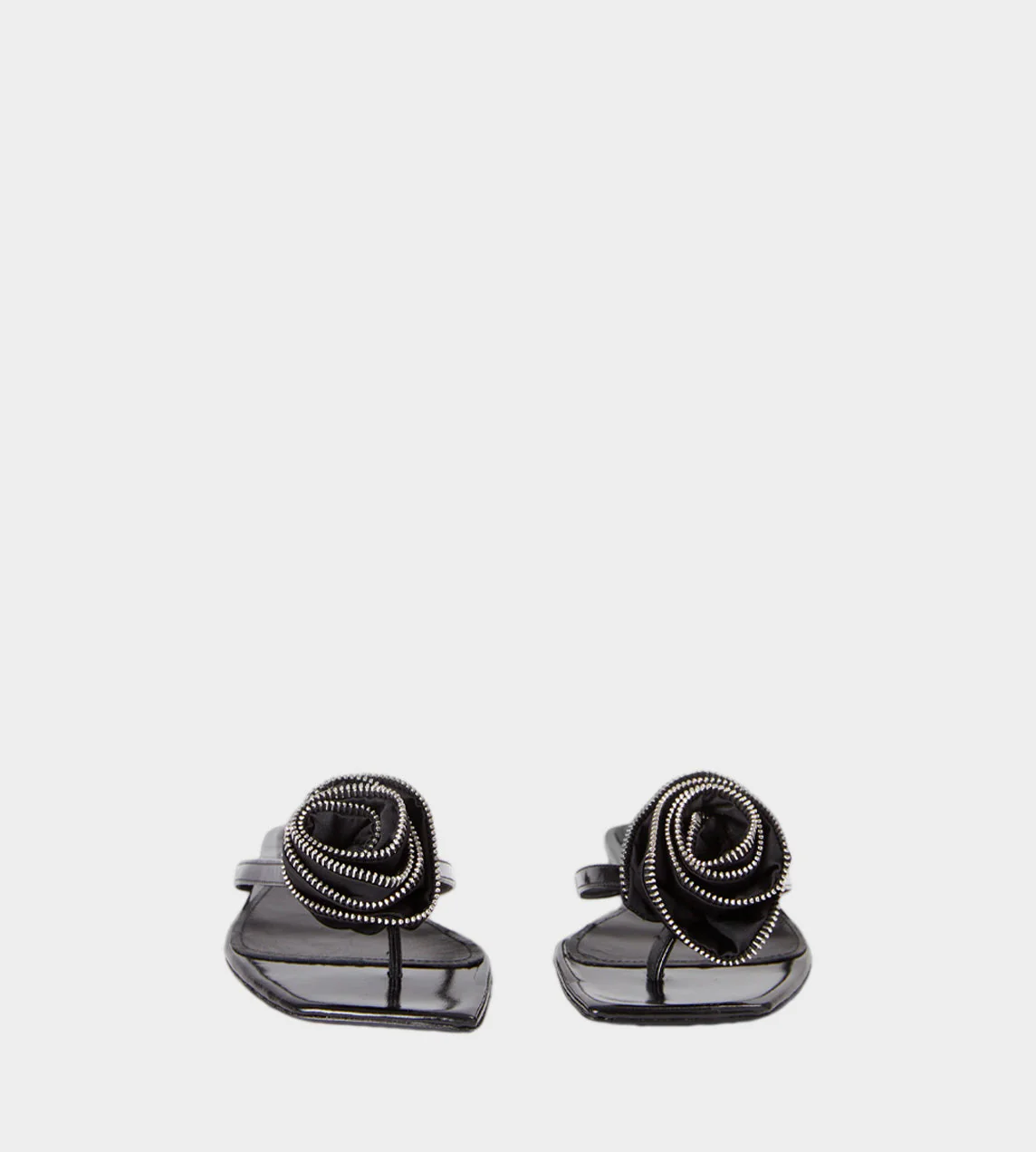 Coperni Zip Flower Slanted FlipFlop - Black - Image 3