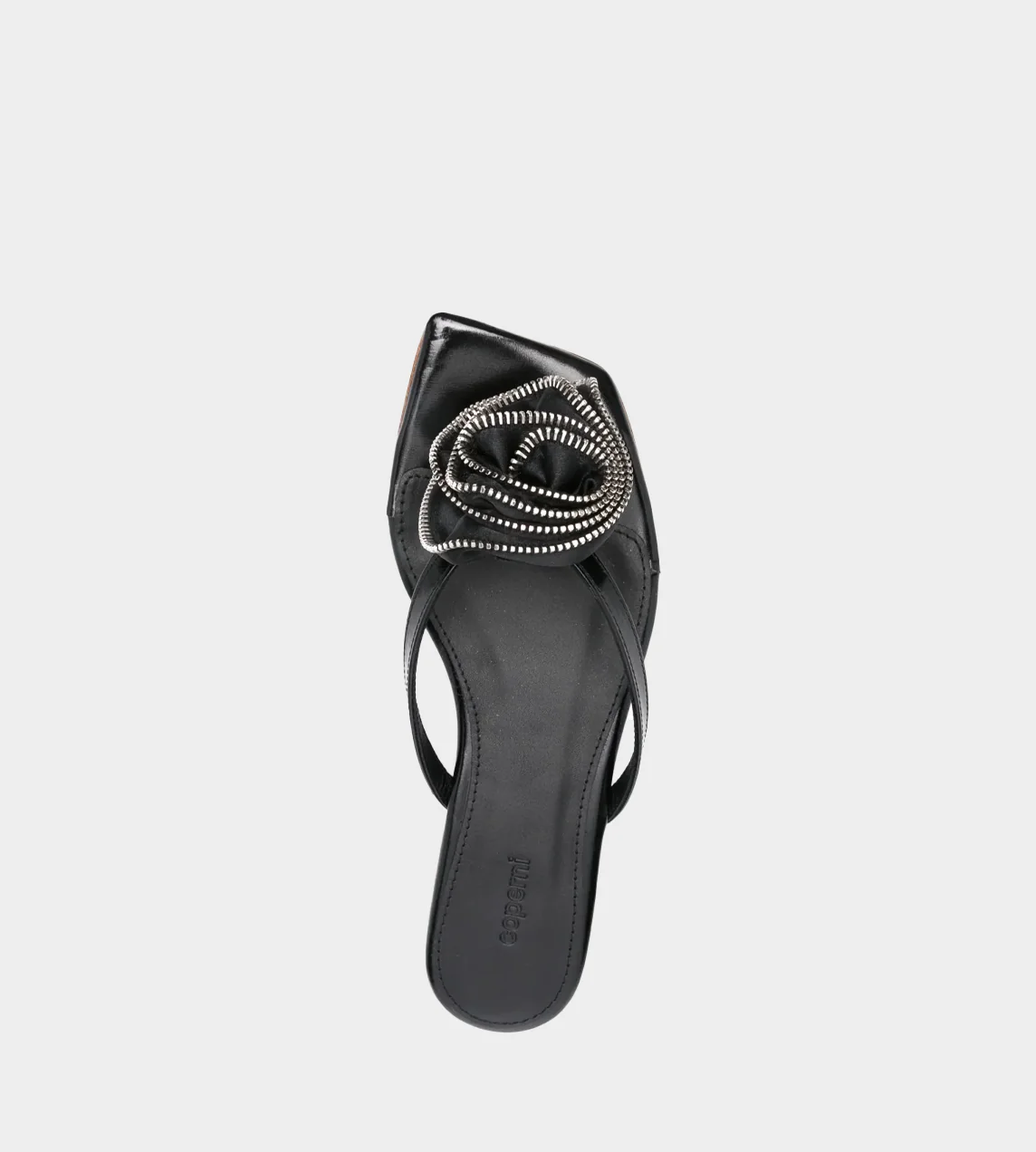 Coperni Zip Flower Slanted FlipFlop - Black - Image 4