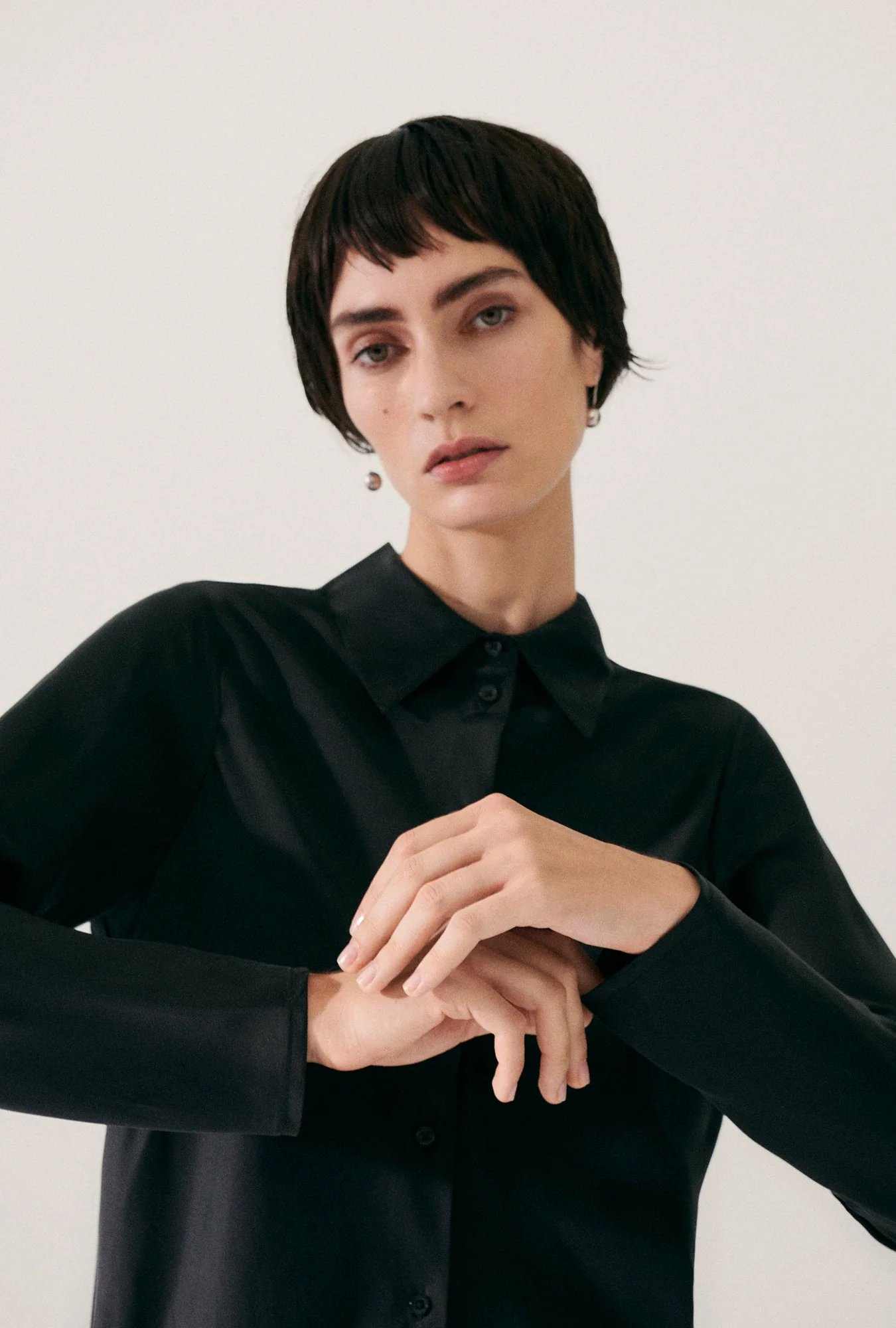 Silk Laundry BIAS CUT SHIRT - BLACK - Image 5
