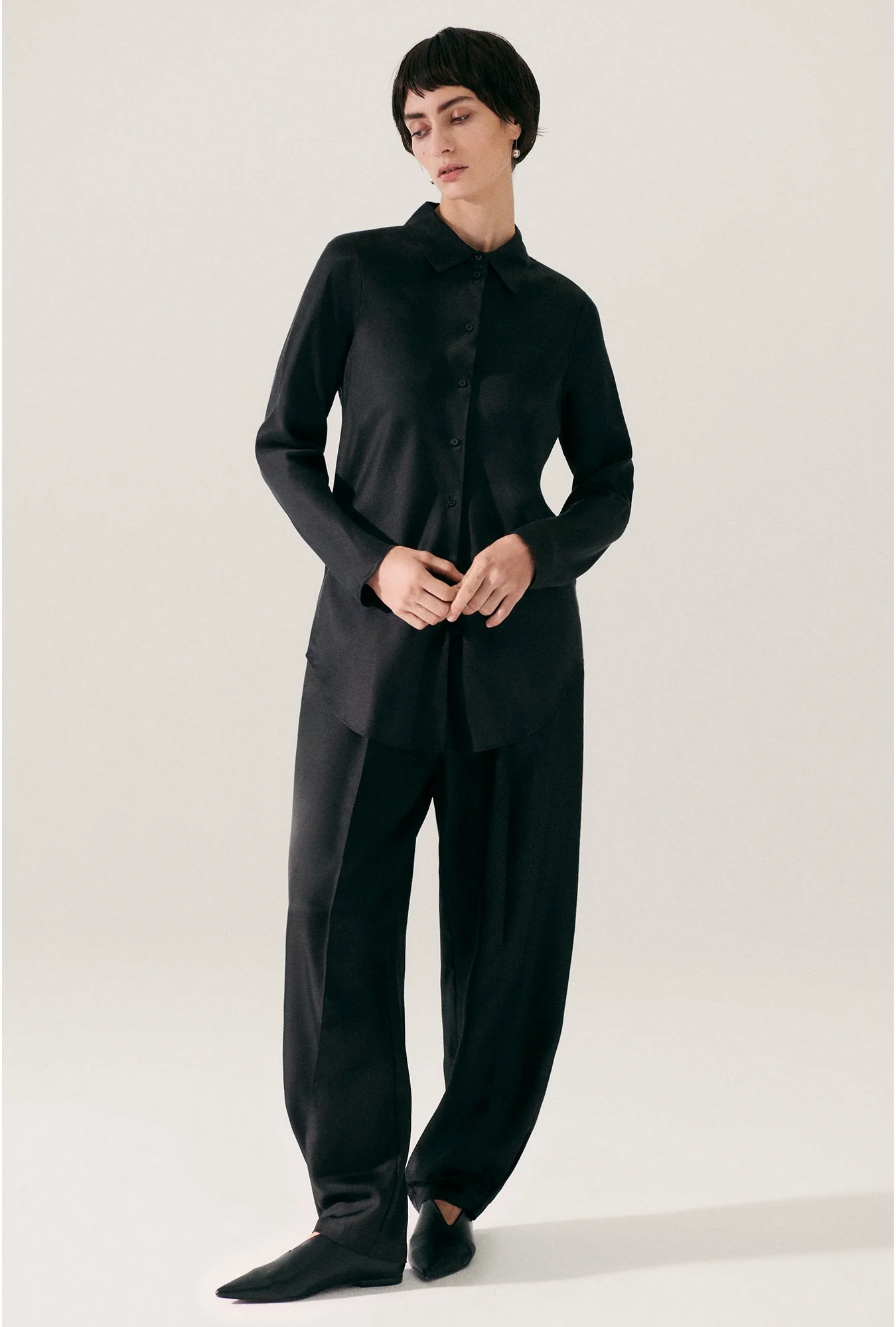 Silk Laundry BIAS CUT SHIRT - BLACK - Image 6