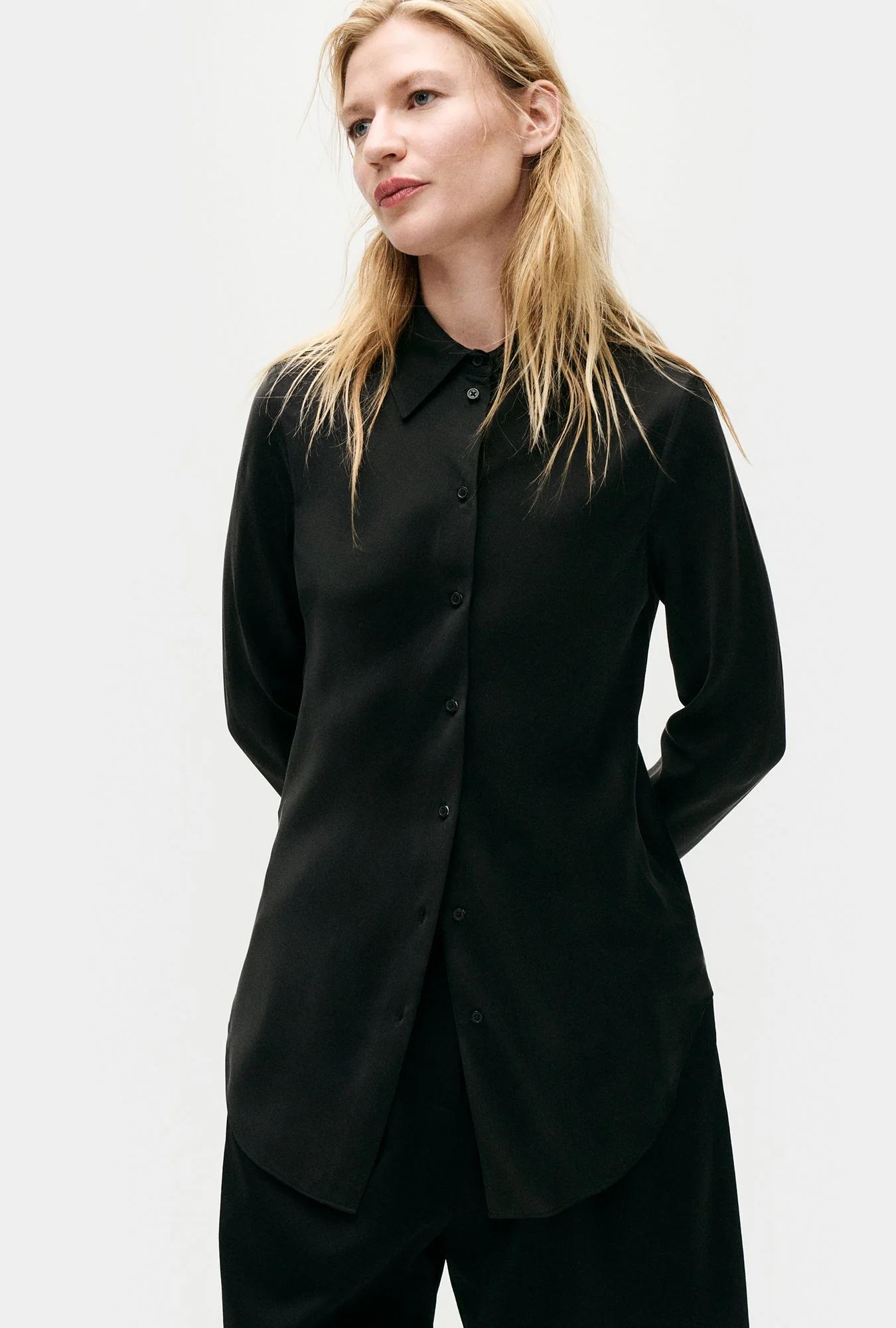 Silk Laundry BIAS CUT SHIRT - BLACK - Image 7