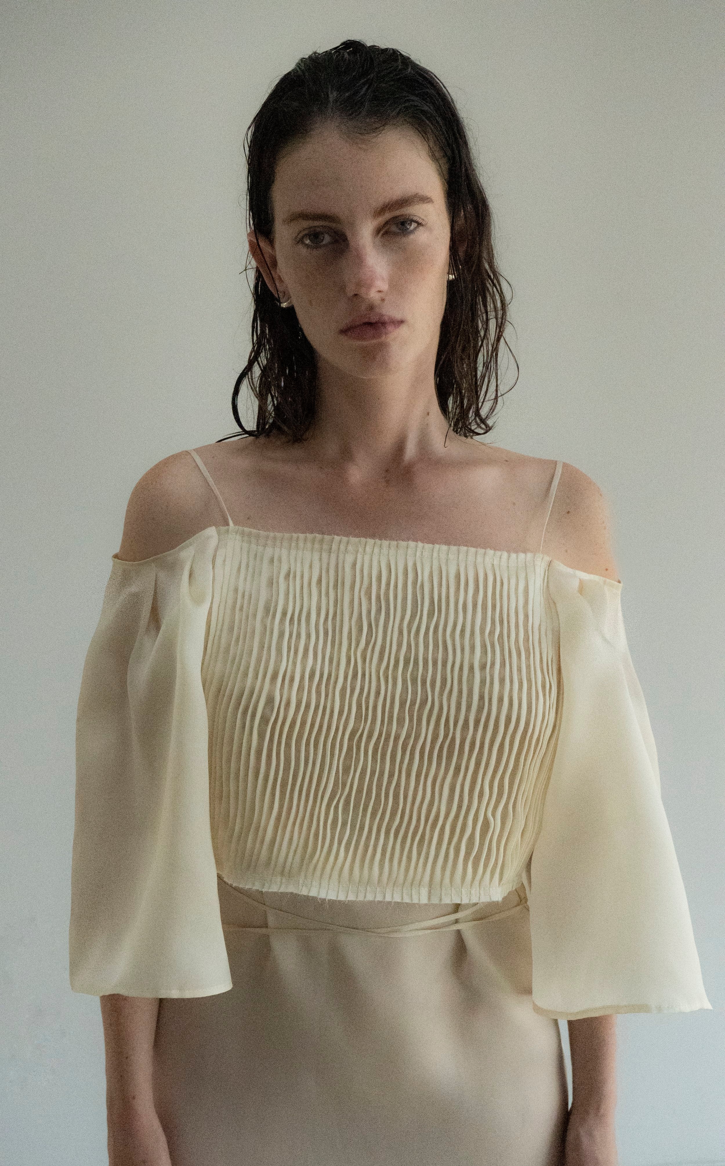 K M by L A N G E FESTIVALNYI NUDE ORGANZA DRESS - CREAM - Image 2