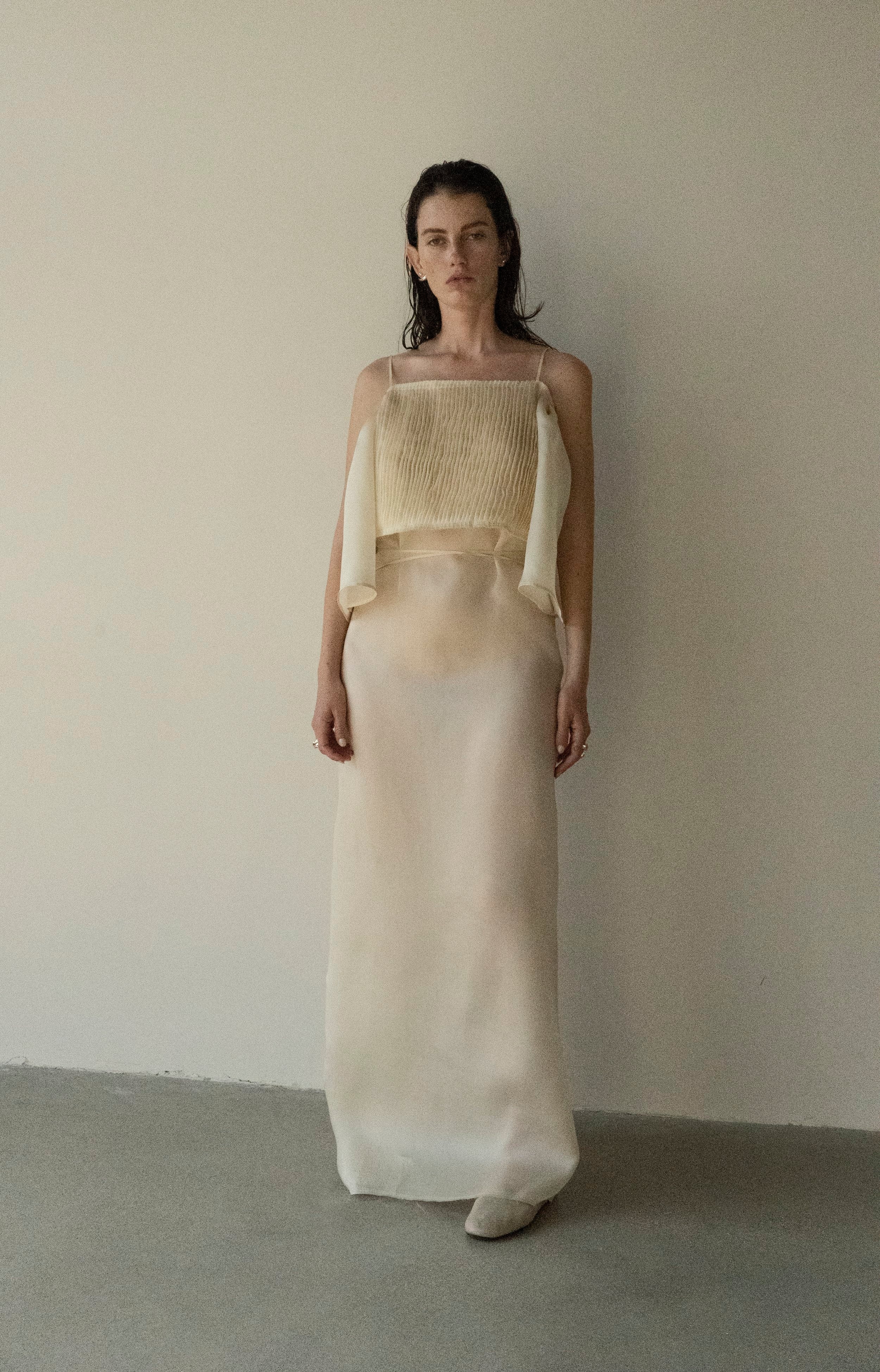 K M by L A N G E FESTIVALNYI NUDE ORGANZA DRESS - CREAM - Image 4