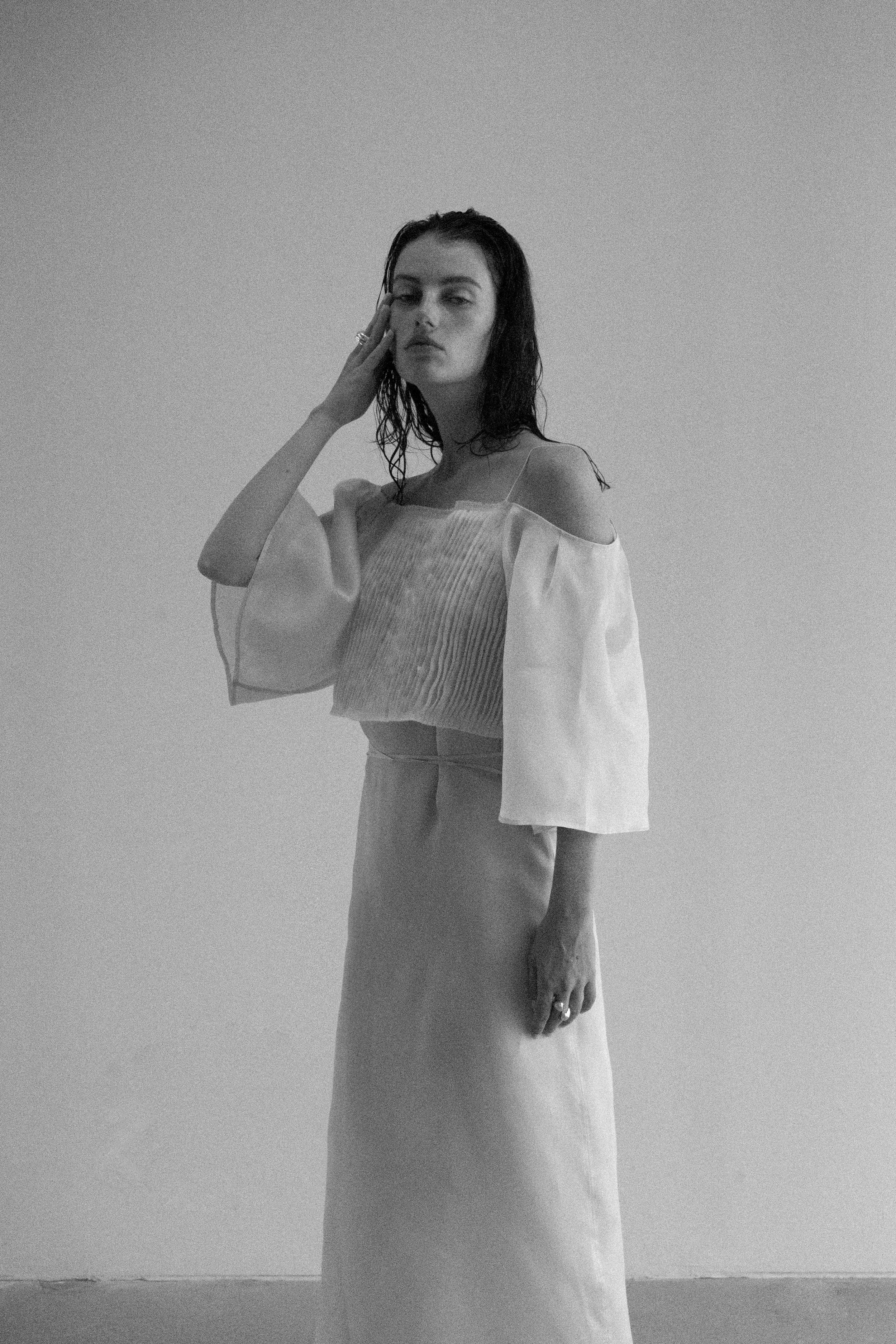 K M by L A N G E FESTIVALNYI NUDE ORGANZA DRESS - CREAM - Image 5