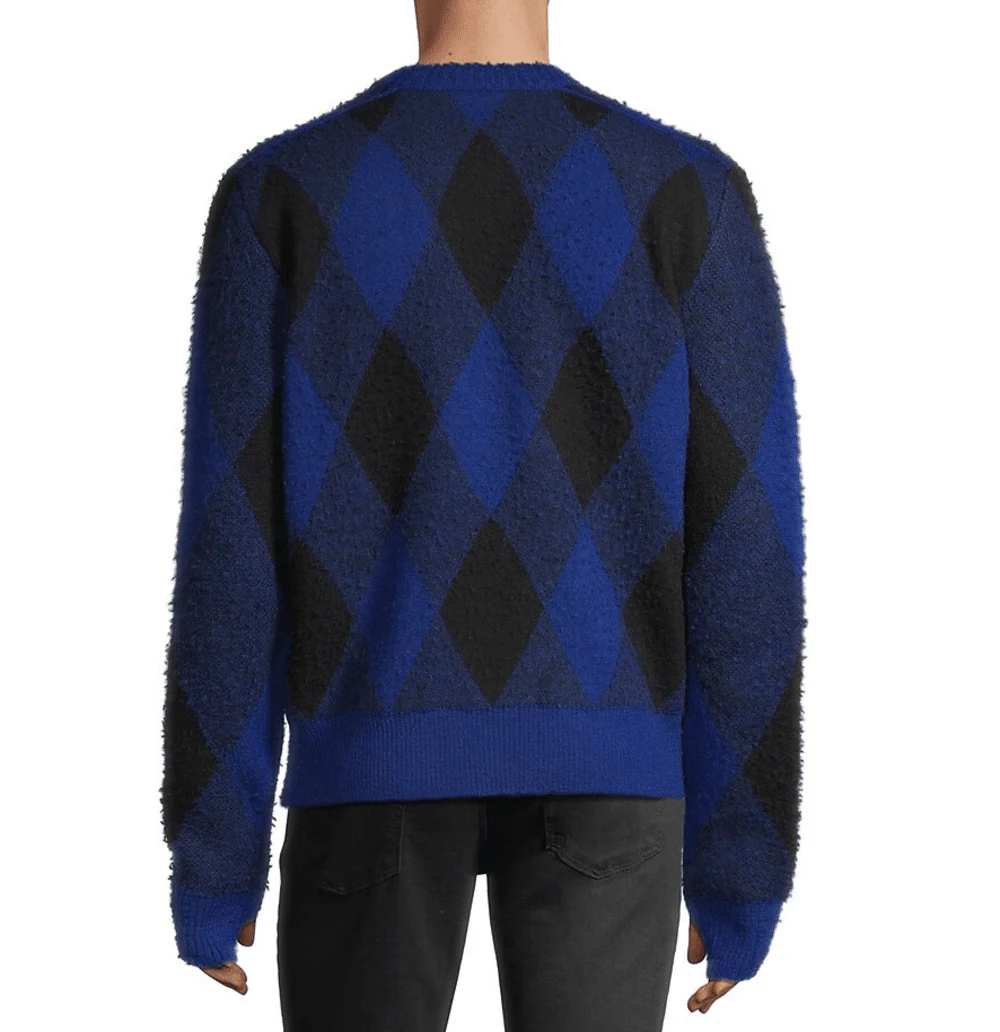 Burberry EKD Wool Sweater - Blue Argyle Check - Image 2