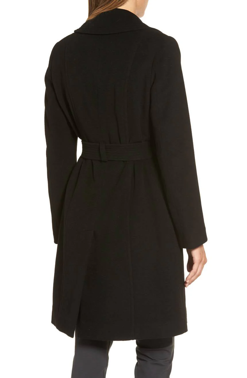 Diane von Furstenberg Double Breasted Tie Waist Wool Coat - Black - Image 10