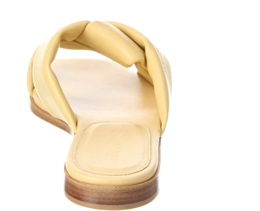 Salvatore Ferragamo Womens Alrai Leather Criss Cross Flat Sandals - Butter Yellow - Image 2