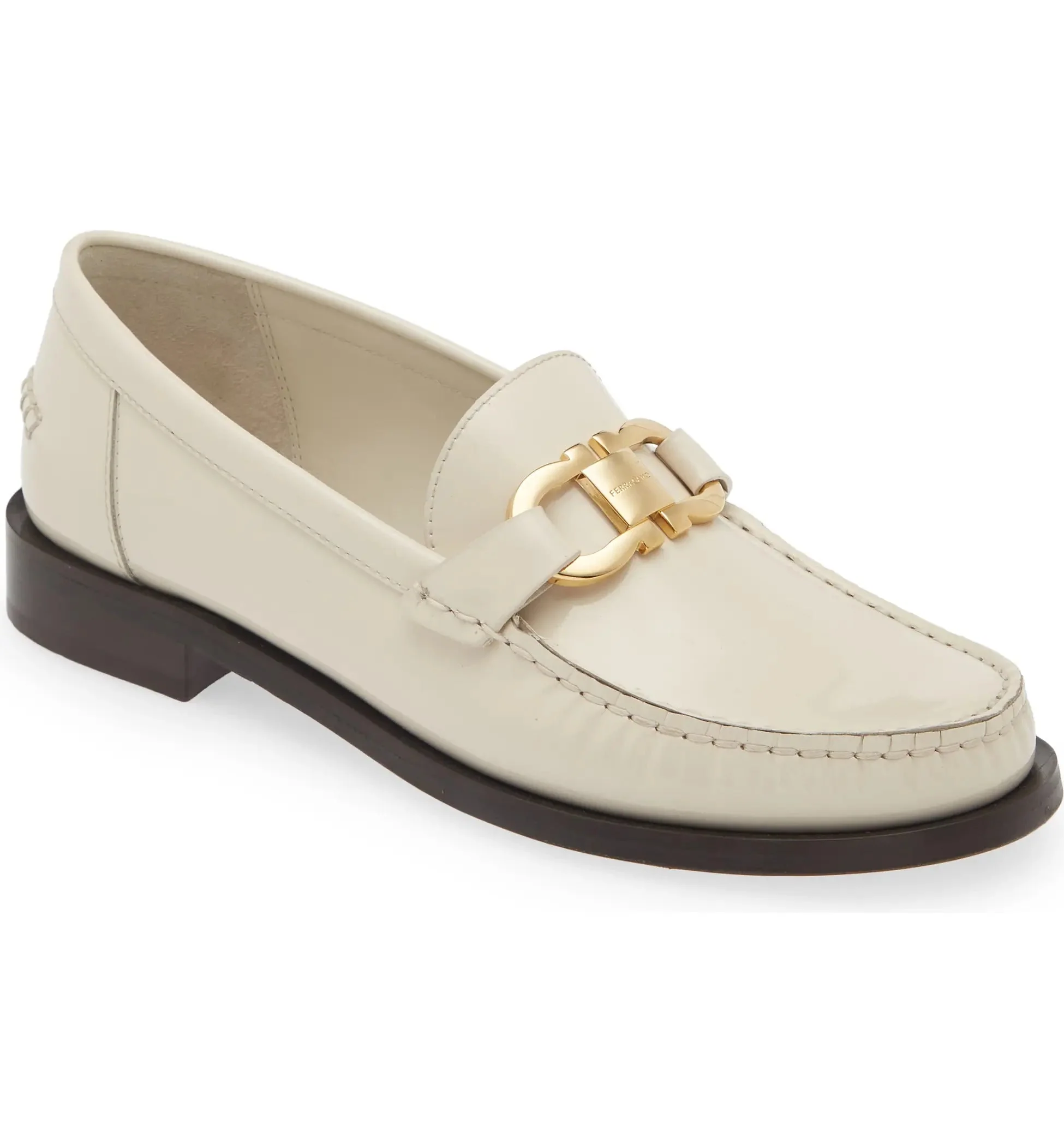 Salvatore Ferragamo Womens Maryan Bit Patent Leather Loafer - Mascarpone - Image 2