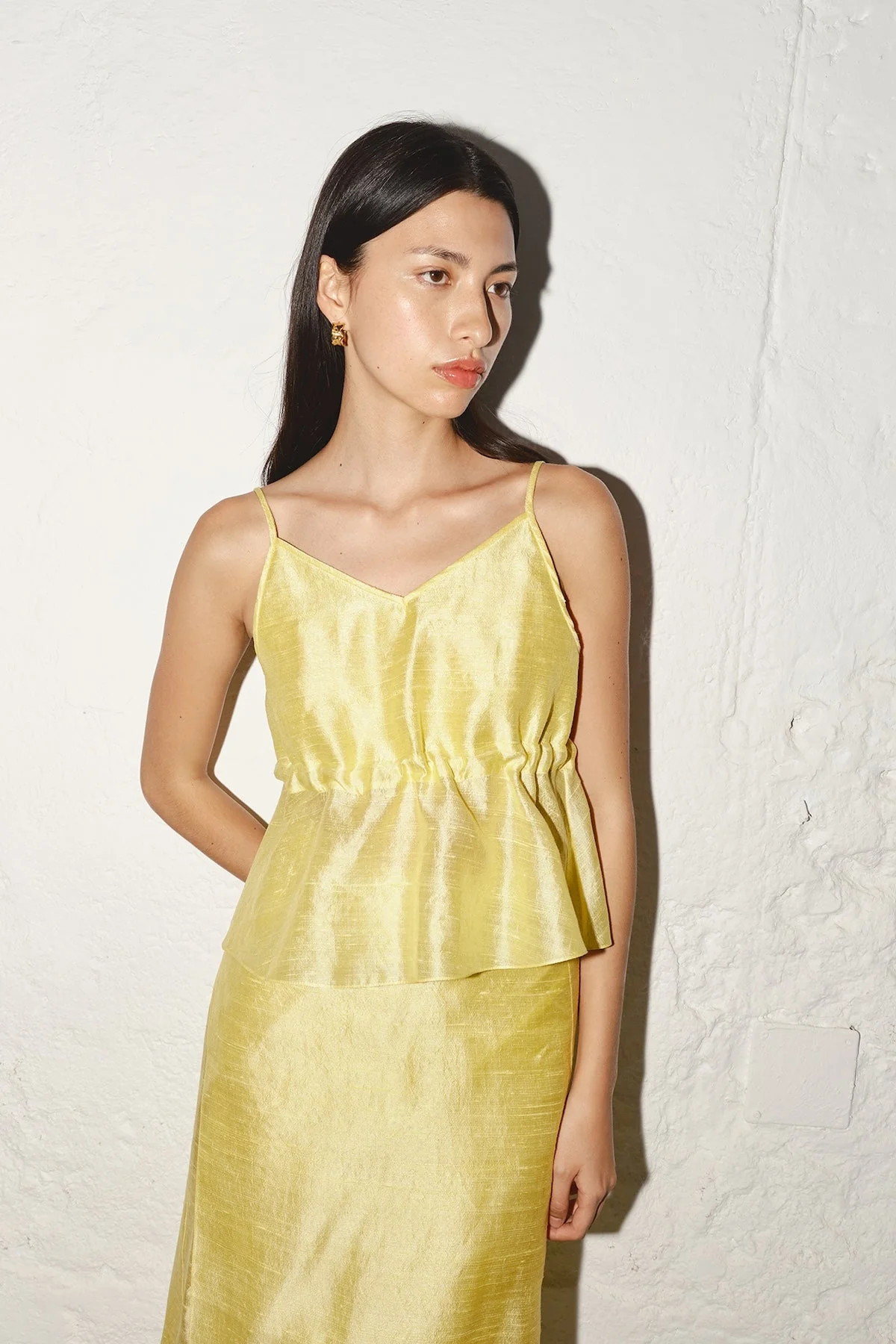 Datura Dupion Scrunchie Top - Lemon Butter - Image 2