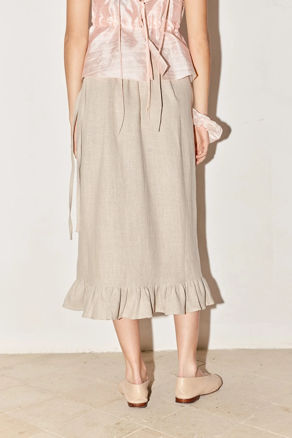 Datura Heavy Linen Ruffle Skirt - Piedra - Image 3