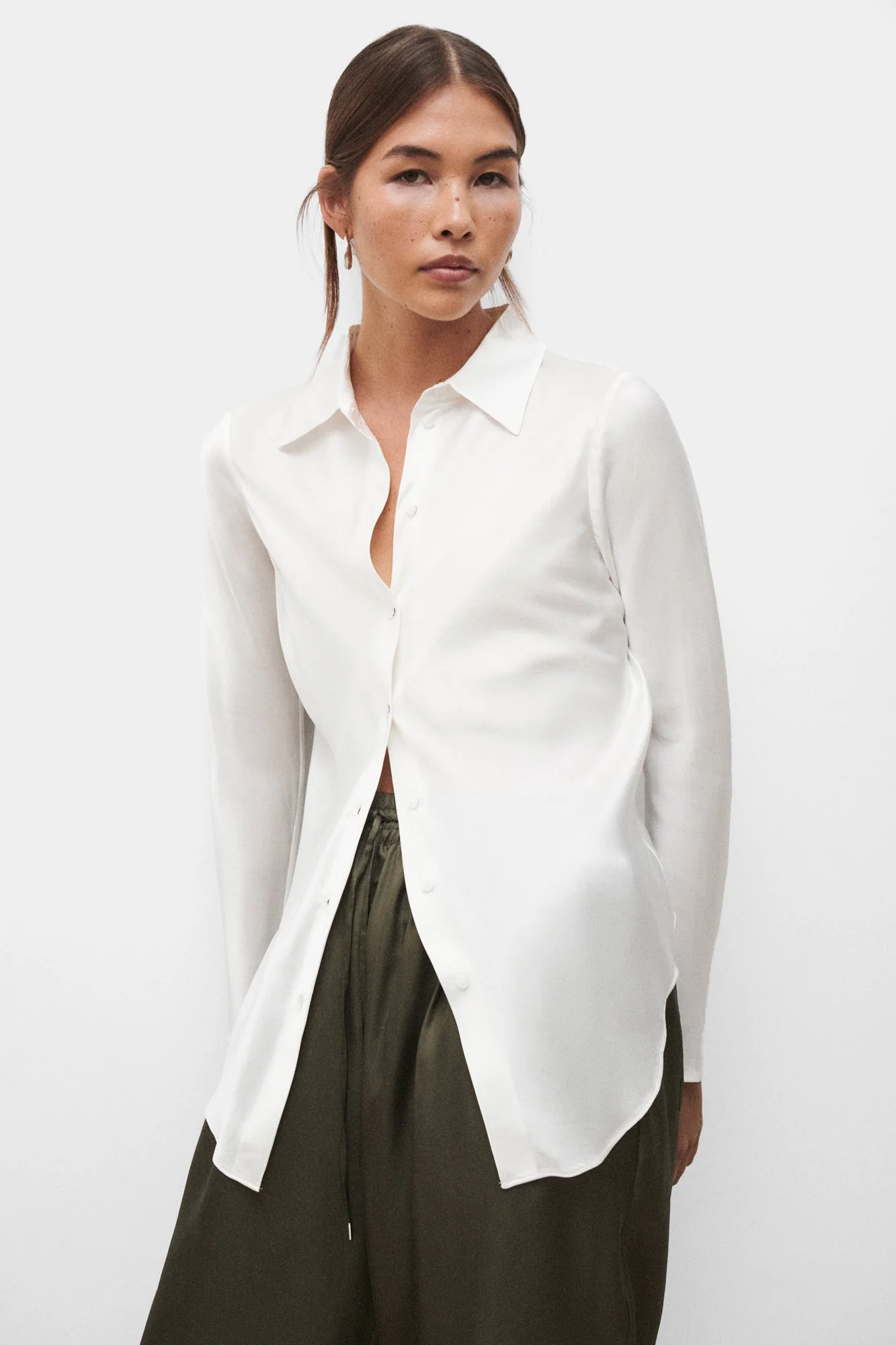 Silk Laundry BIAS CUT SHIRT - WHITE - Image 3